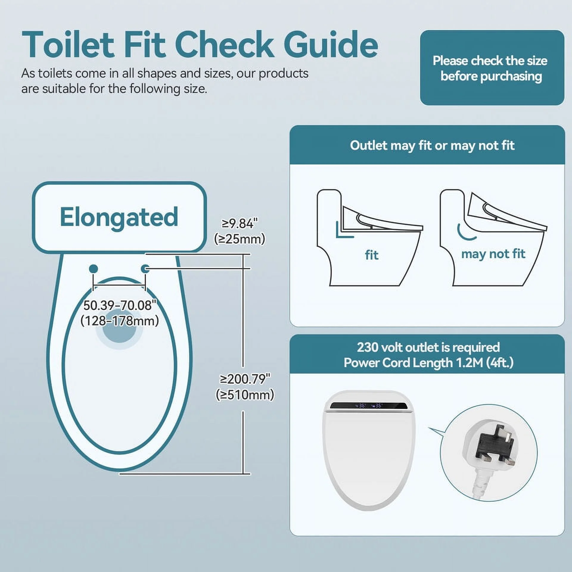 PULUOMIS Elongated Electronic Bidet Toilet Seat White with Heated Seat and Self-Cleaning Nozzle