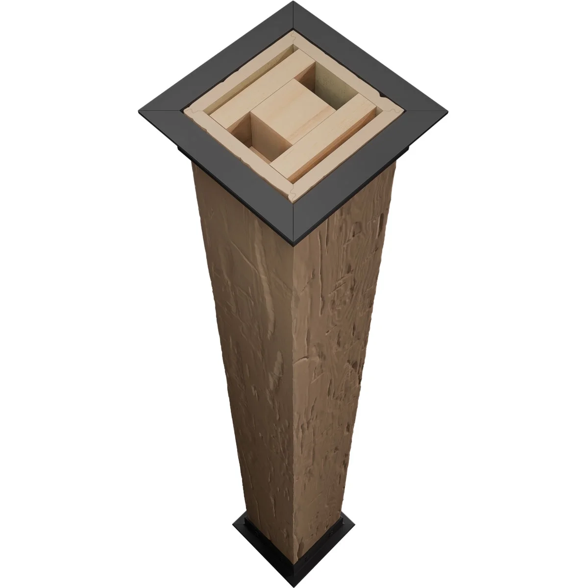 Ekena Millwork 6"W x 5'H Sand Blasted Endurathane Faux Wood Non-Tapered Square Column Wrap with Faux Iron Capital & Base - Image 64