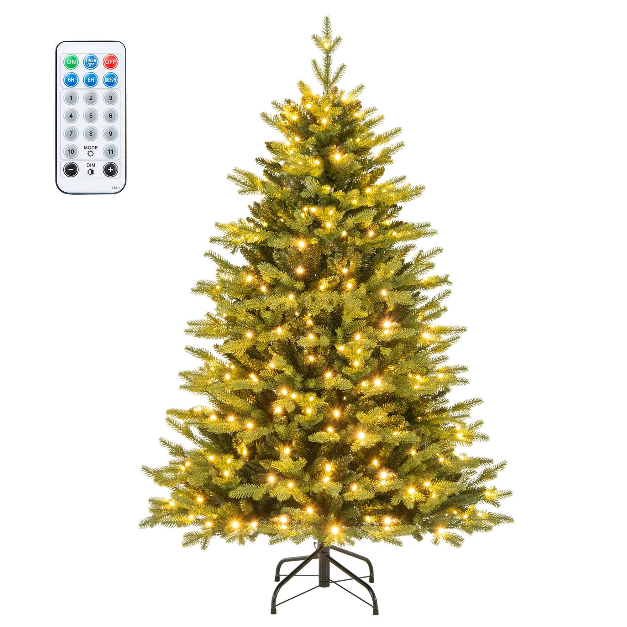 Costway 5 FT Pre-Lit Christmas Tree Hinged with 250 Multi-color Lights & 844 Branch Tips