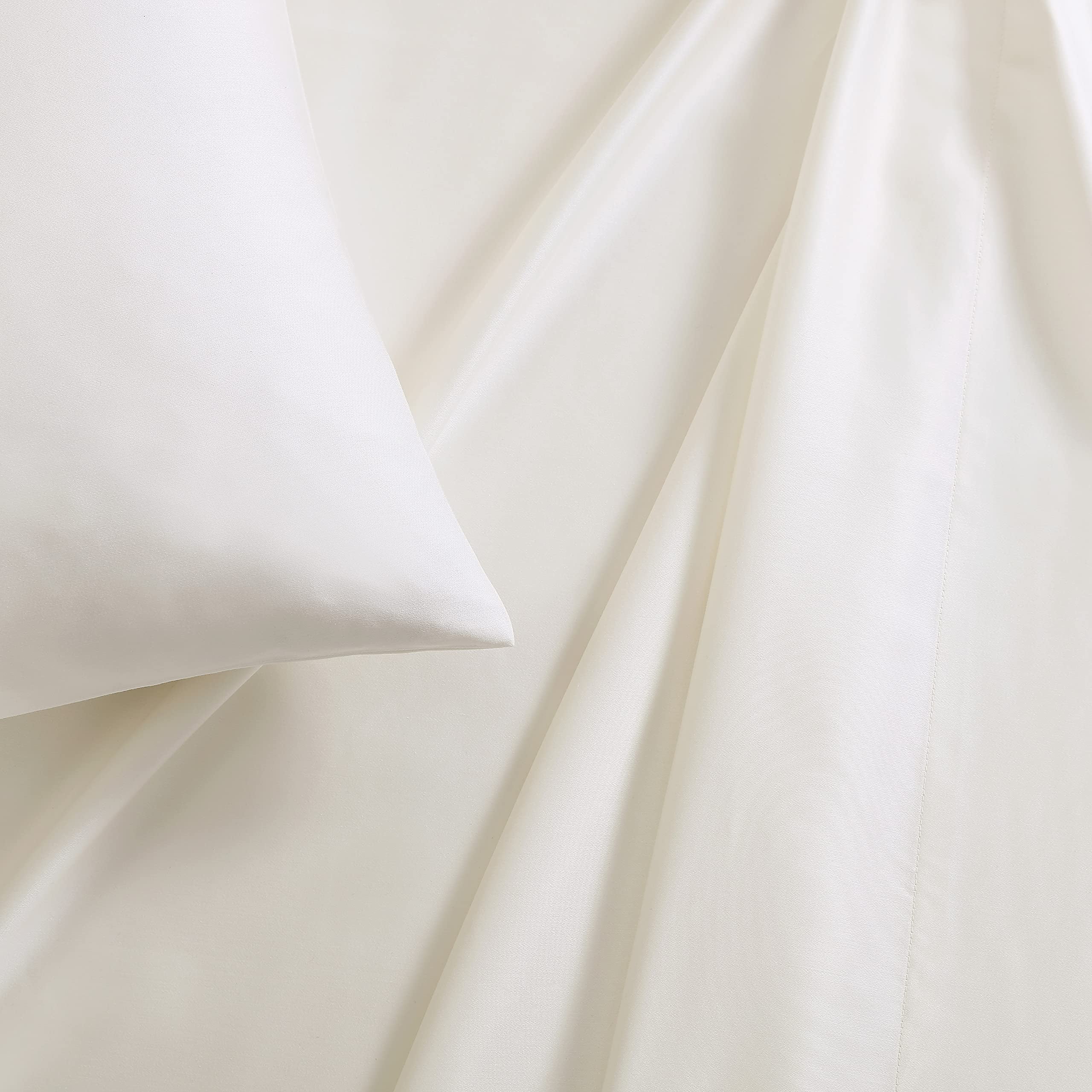 Vera Wang - 4 pieces, Queen Sheet Set, Luxury Sateen Cotton Bedding, 800 Thread Count, Soft & Smooth Home Decor (Ivory, Queen) - Image 4