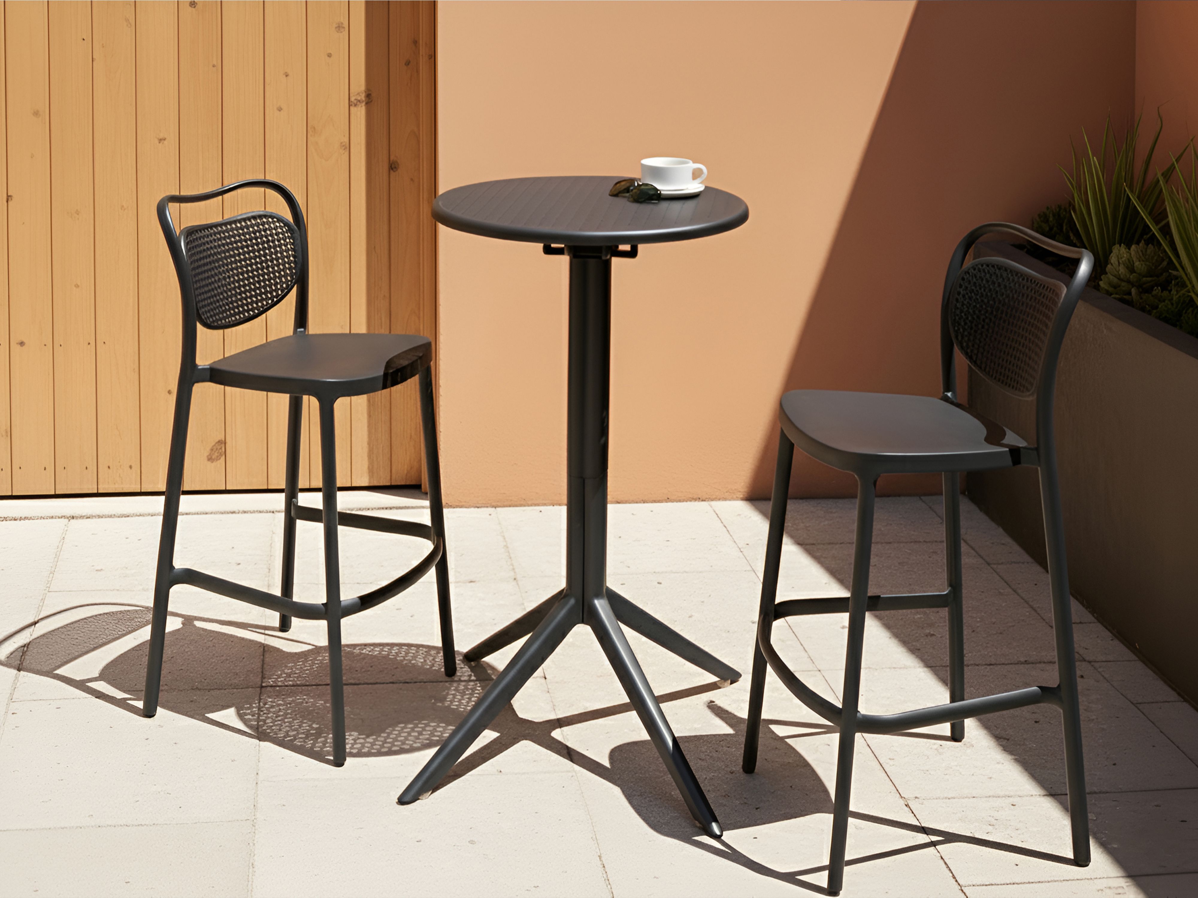 Garden Bar Table LEGRENA 60 cm 60 cm Black