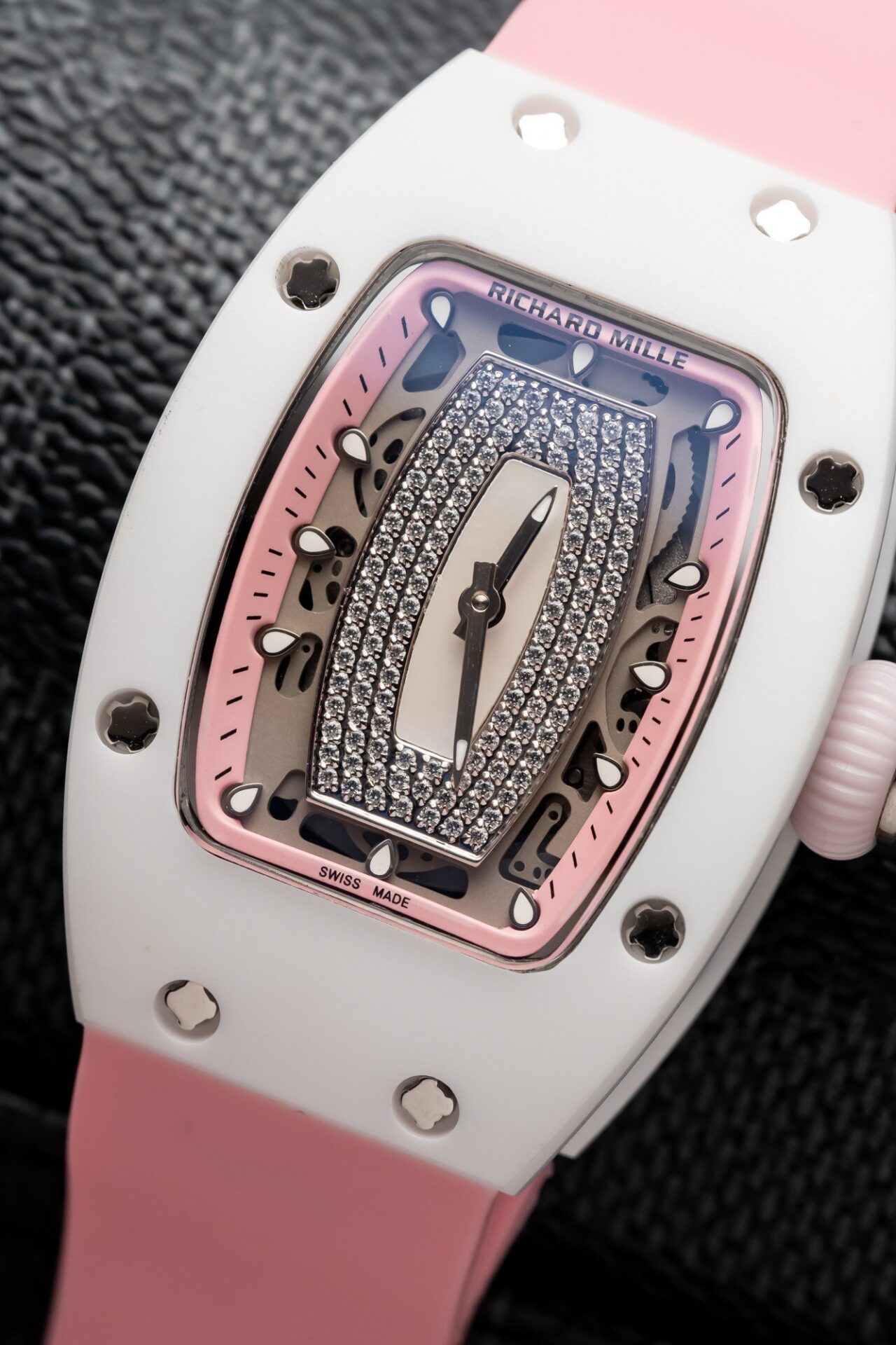 Richard Mille RM07-01 Ceramic Best Replica Watch Pink Rubber Strap 36mm - Top club
