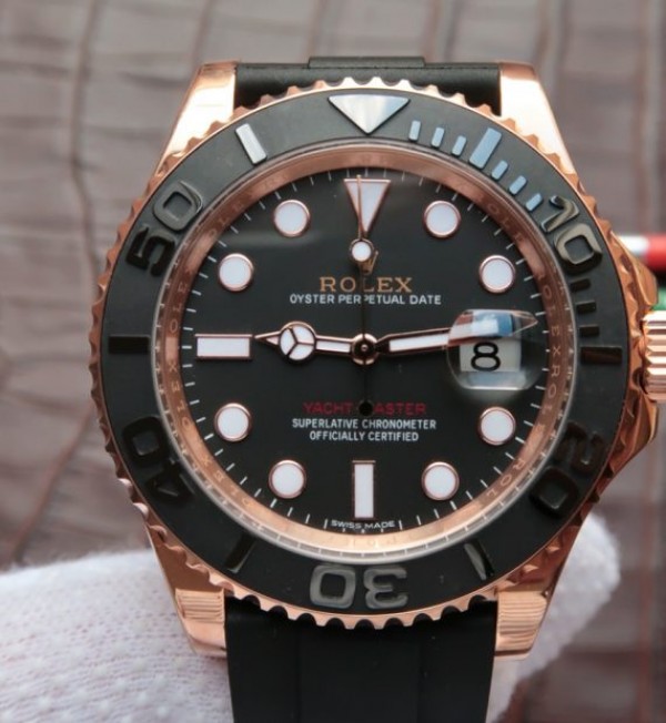 Replica Rolex Yacht-Master 116655 Noob Black Ceramic Bezel Rubber Strap A2836 - Top club
