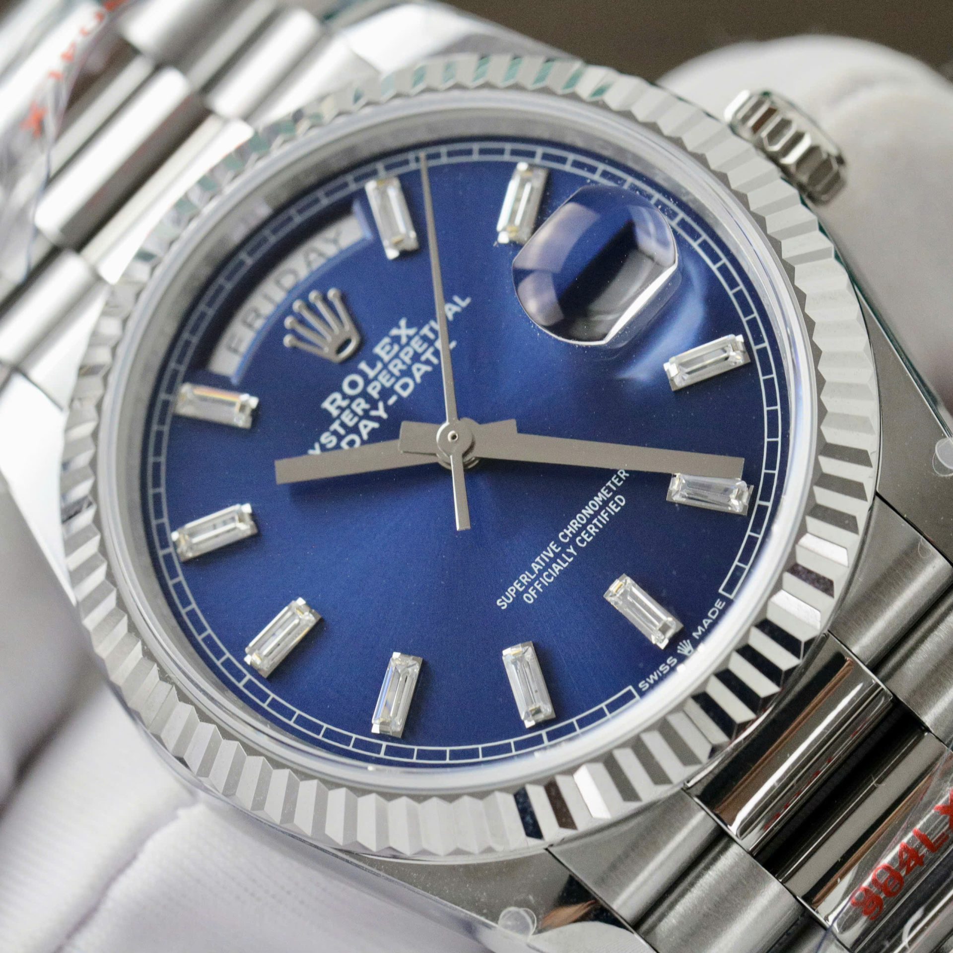 Rolex Day-Date 128236 Replica Watch Blue Dial Weight 158gram QF Factory 36mm - Top club