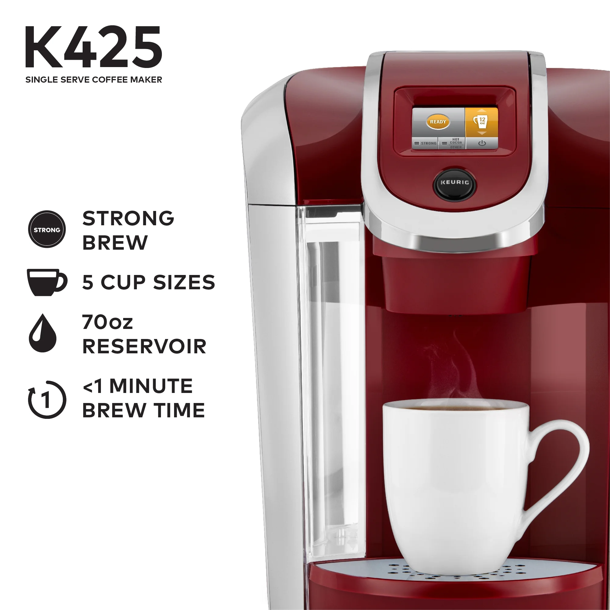 Keurig K425 Single Serve K-Cup Pod Vintage Red Coffee Maker