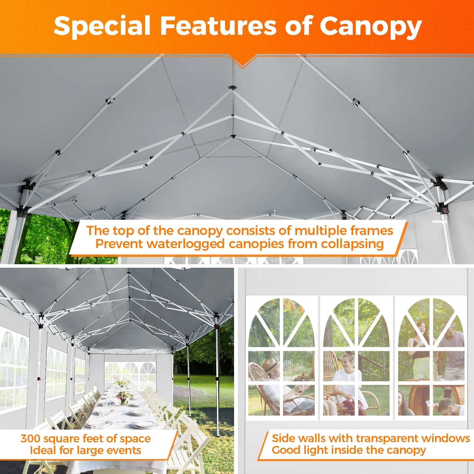 SANOPY 10'x10' EZ Pop Up Canopy Tent Outdoor Party Instant Shelter Portable Folding Beach Canopy with 4 Sandbag & Carrying Bag, Black - Image 39
