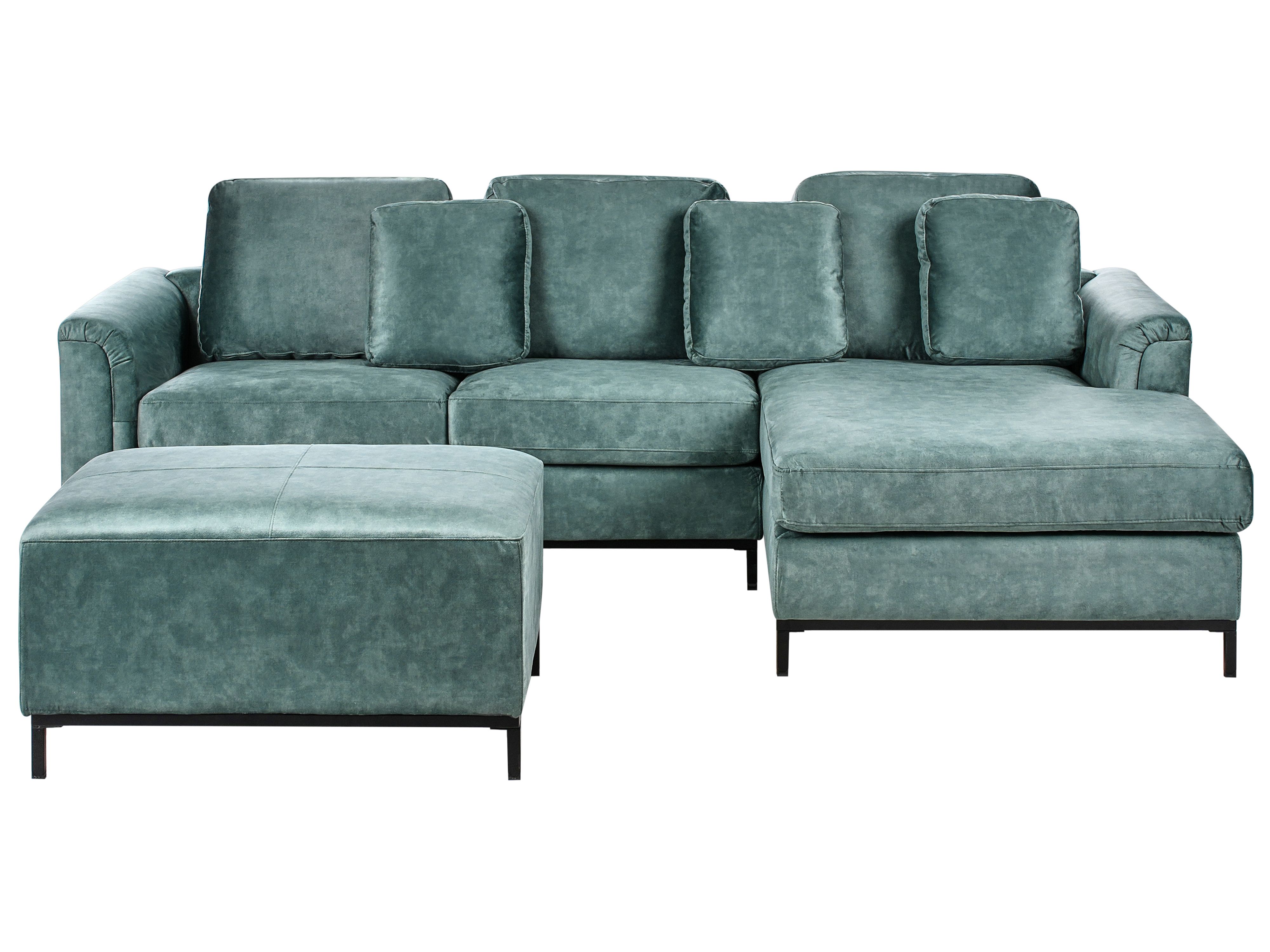 Corner Sofa 5 Seater OSLO Velvet Teal with Ottoman Left Hand