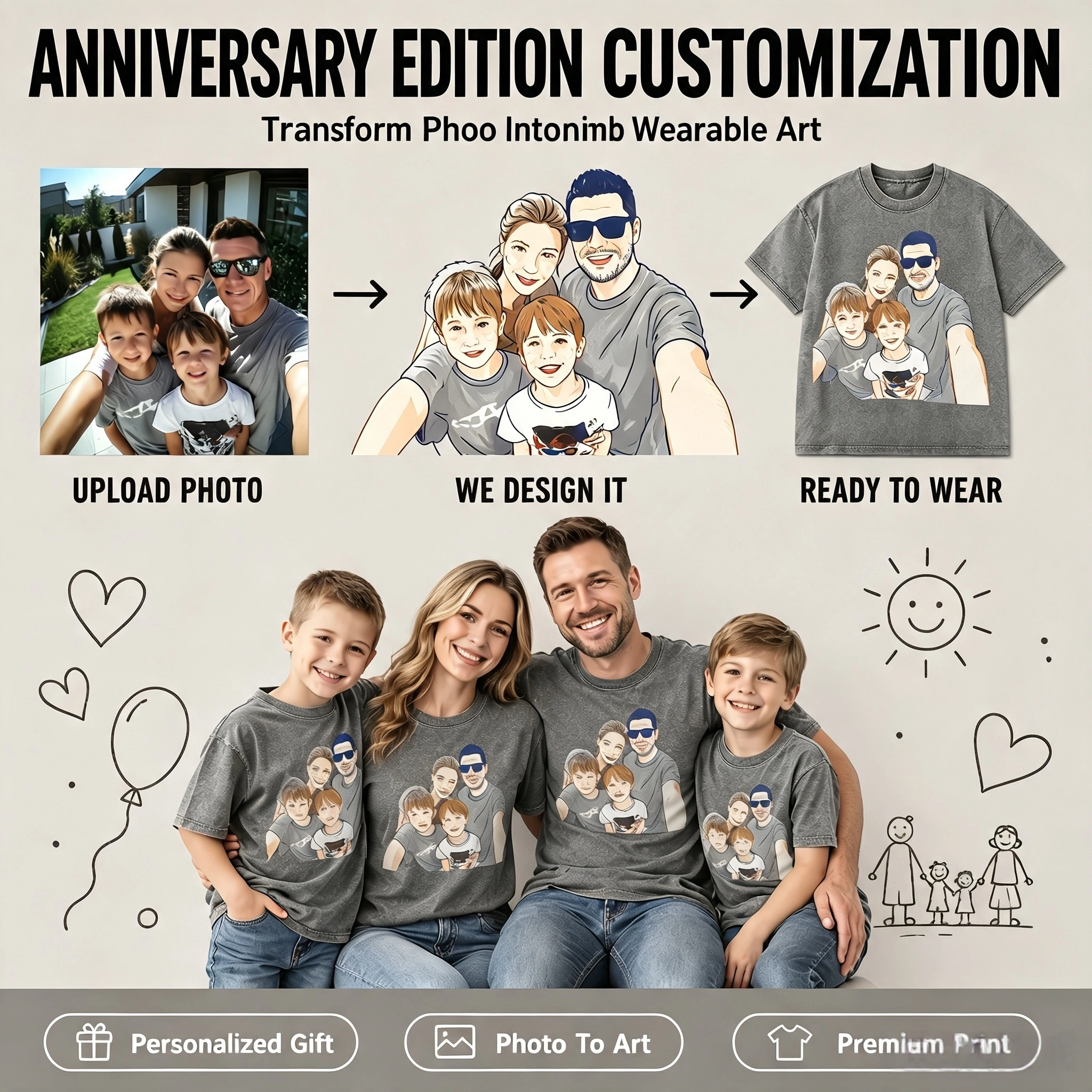 Anniversary Edition | Custom Vintage Wash Anniversary Photo T-Shirt