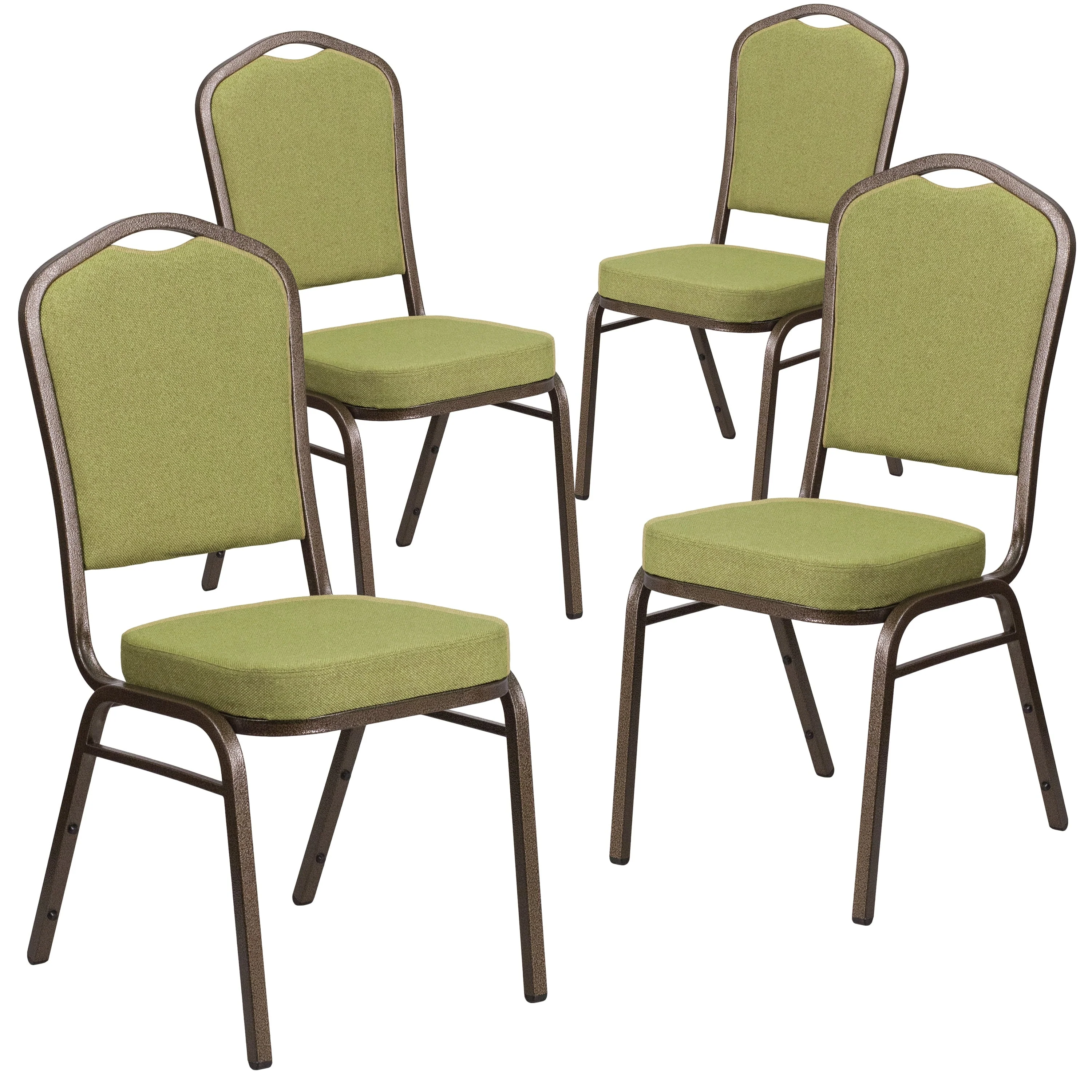 Flash Furniture 4 Pack HERCULES Series Crown Back Stacking Banquet Chair in Black Patterned Fabric - Gold Vein Frame - Image 33