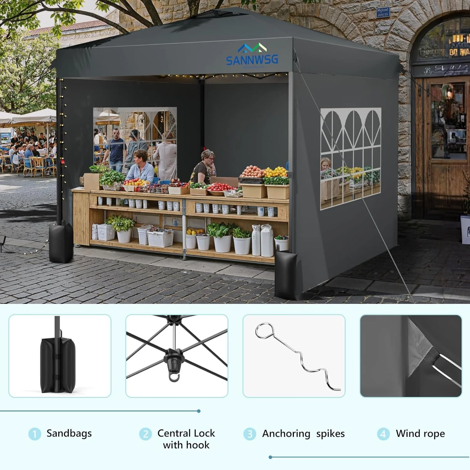 10x10 Commercial Pop-Up Canopy Tent With 3 Sidewalls - One Person Setup - Image 3 10x10 Commercial Pop-Up Canopy Tent With 3 Sidewalls - One Person Setup - Image 3