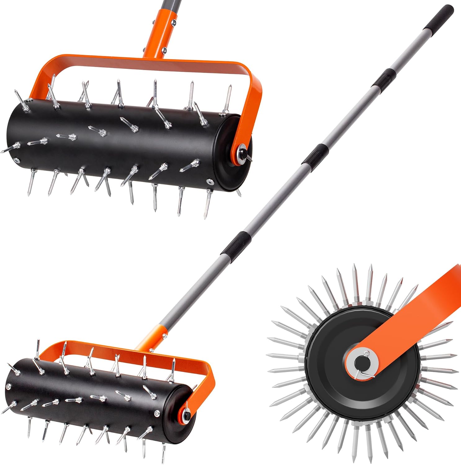 Walensee Rolling Lawn Aerator, Heavy Duty Manual Aerator Tool with 42 Spikes, Lawn Spike Aerator Roller with 71