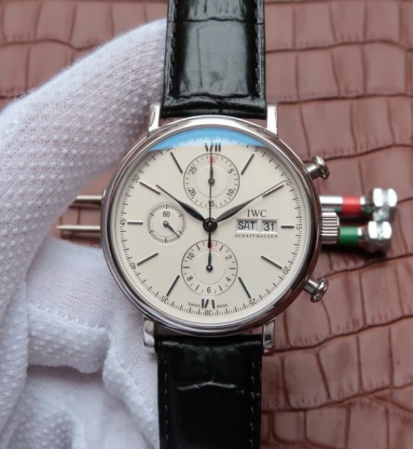 Replica IWC Portofino Chrono IW391001 White Dial Leather Strap - Top club