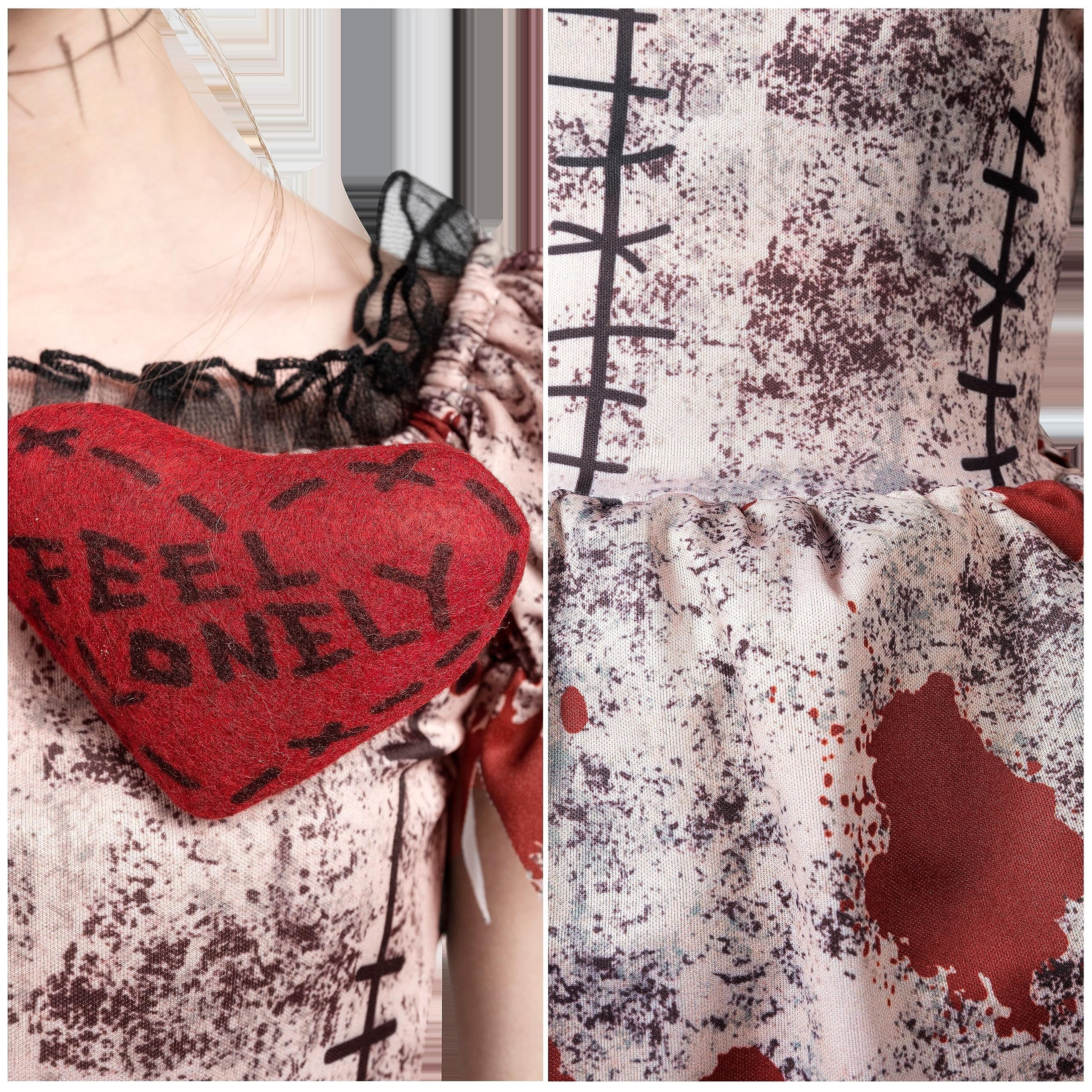 Joyfy Voodoo Costume for Girls, Voodoo Doll Dress Halloween Scary Costume for Kids Halloween Dress up Fancy Dress Cosplay Party - Image 3 Joyfy Voodoo Costume for Girls, Voodoo Doll Dress Halloween Scary Costume for Kids Halloween Dress up Fancy Dress Cosplay Party - Image 3