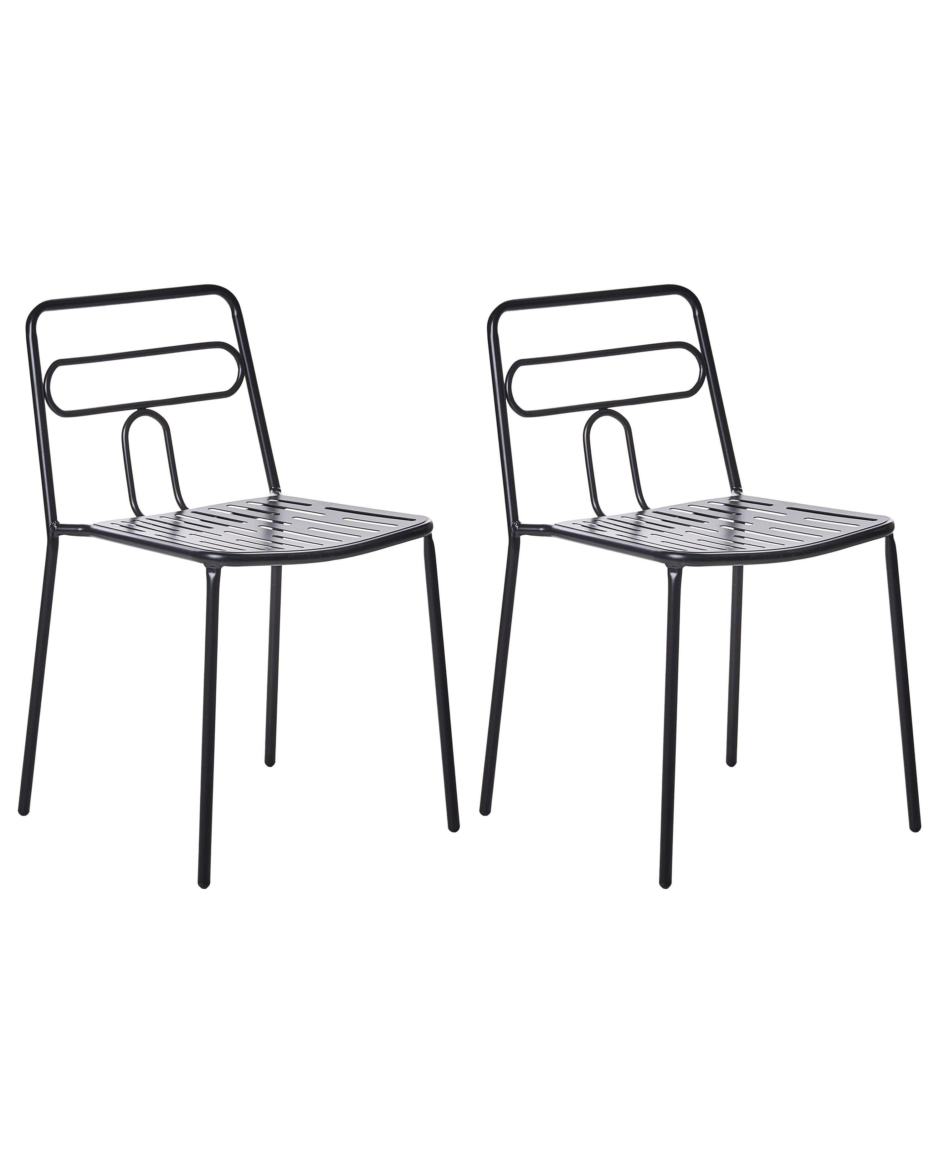Set of 2 Garden Chairs AGEROLA Metal Black