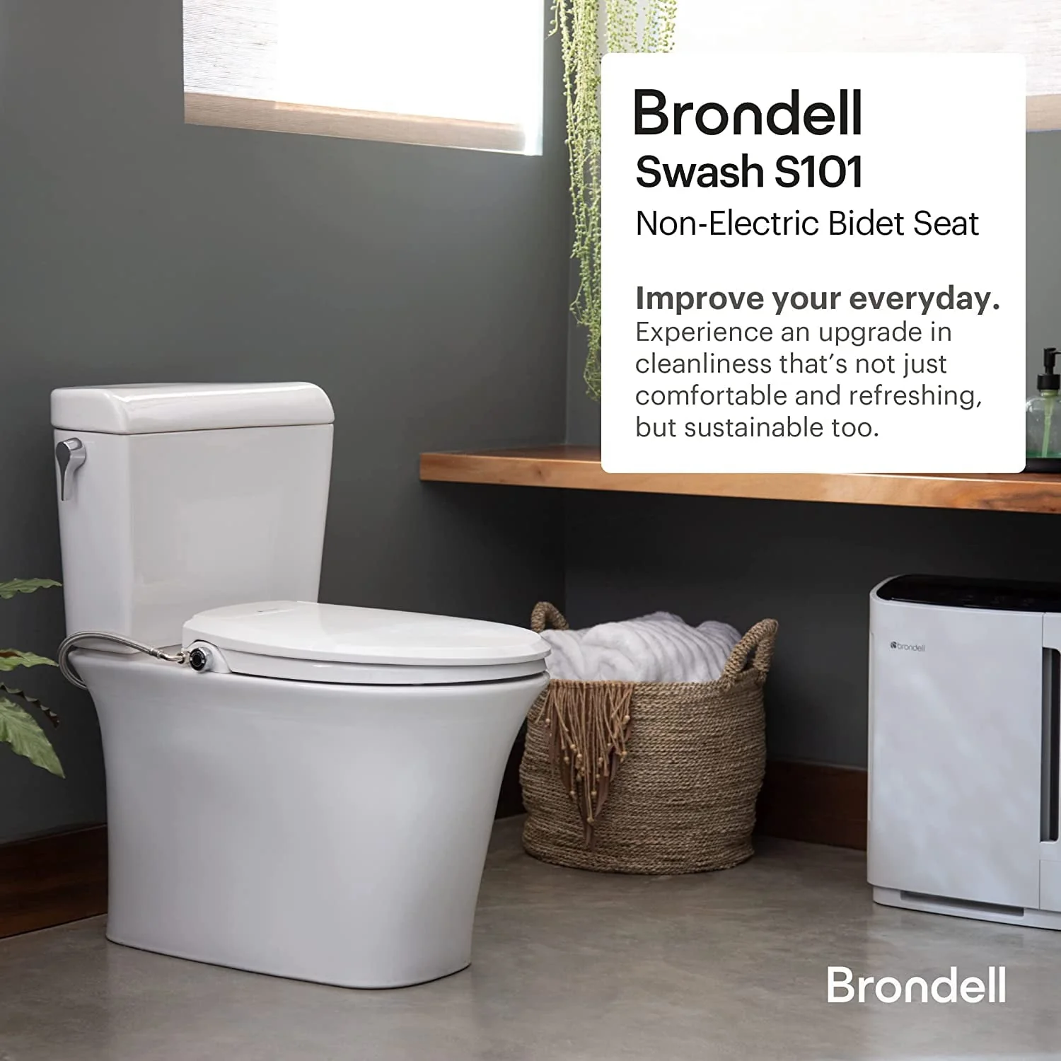 Brondell Swash Ecoseat White Round Bidet System