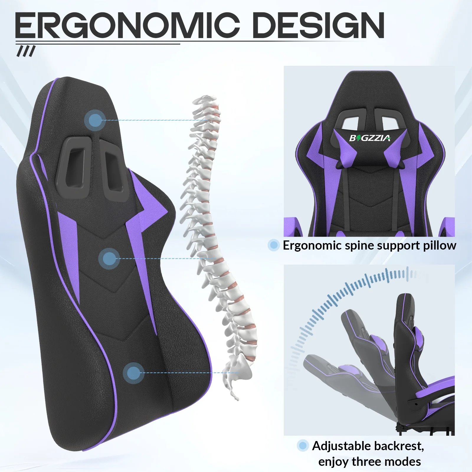 Bigzzia Gaming Chair with Footrest, Gaming Chair for Adult with Headrest and Lumbar Support,Red - Image 83
