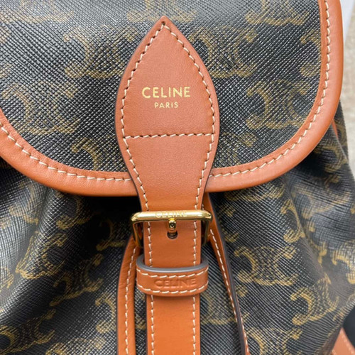CELINE FOLCO TRIOMPHE CANVAS Logo Print Wagyu Leather Mini Backpack