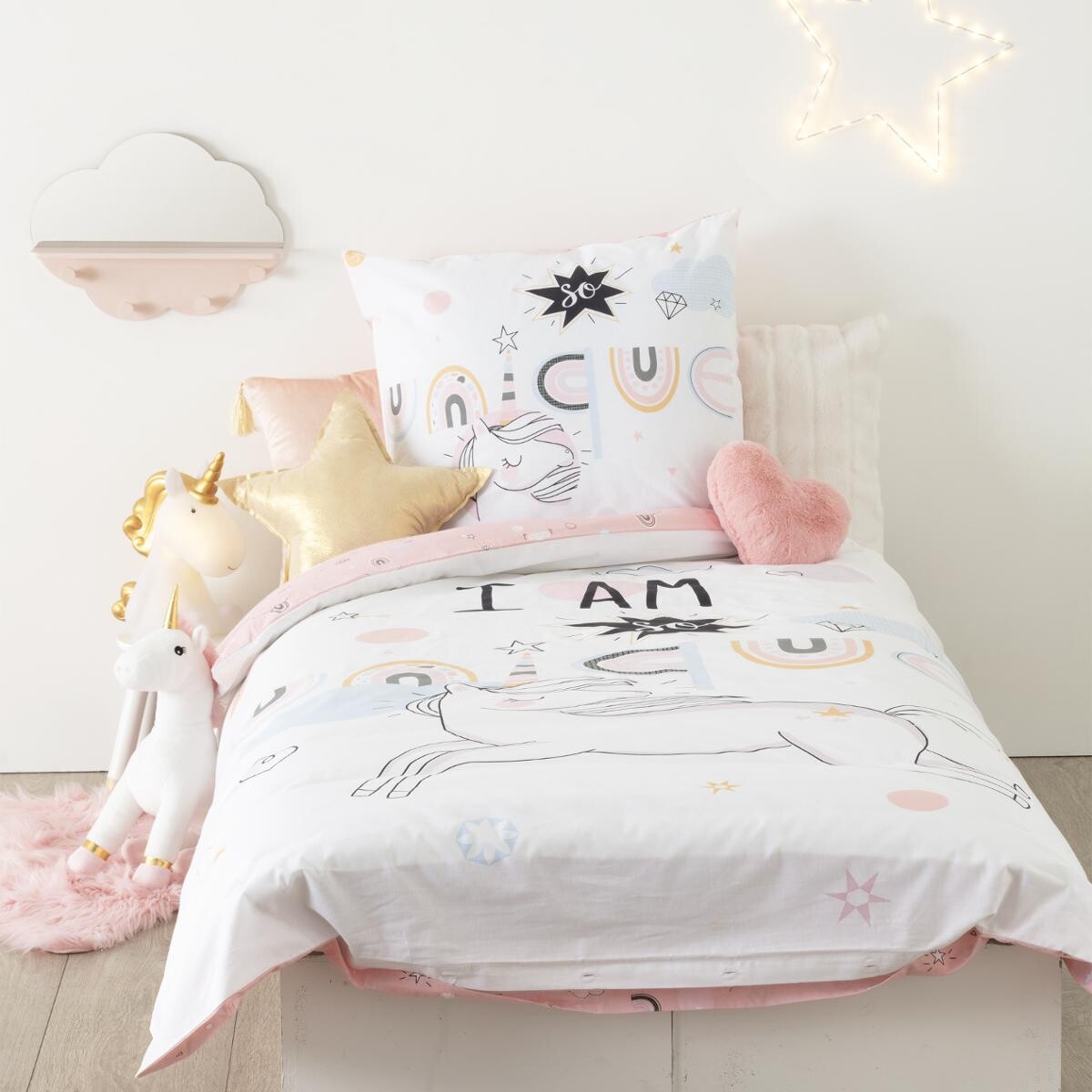 Kids bed linen set "Unicorn" Cotton, 140x200 cm