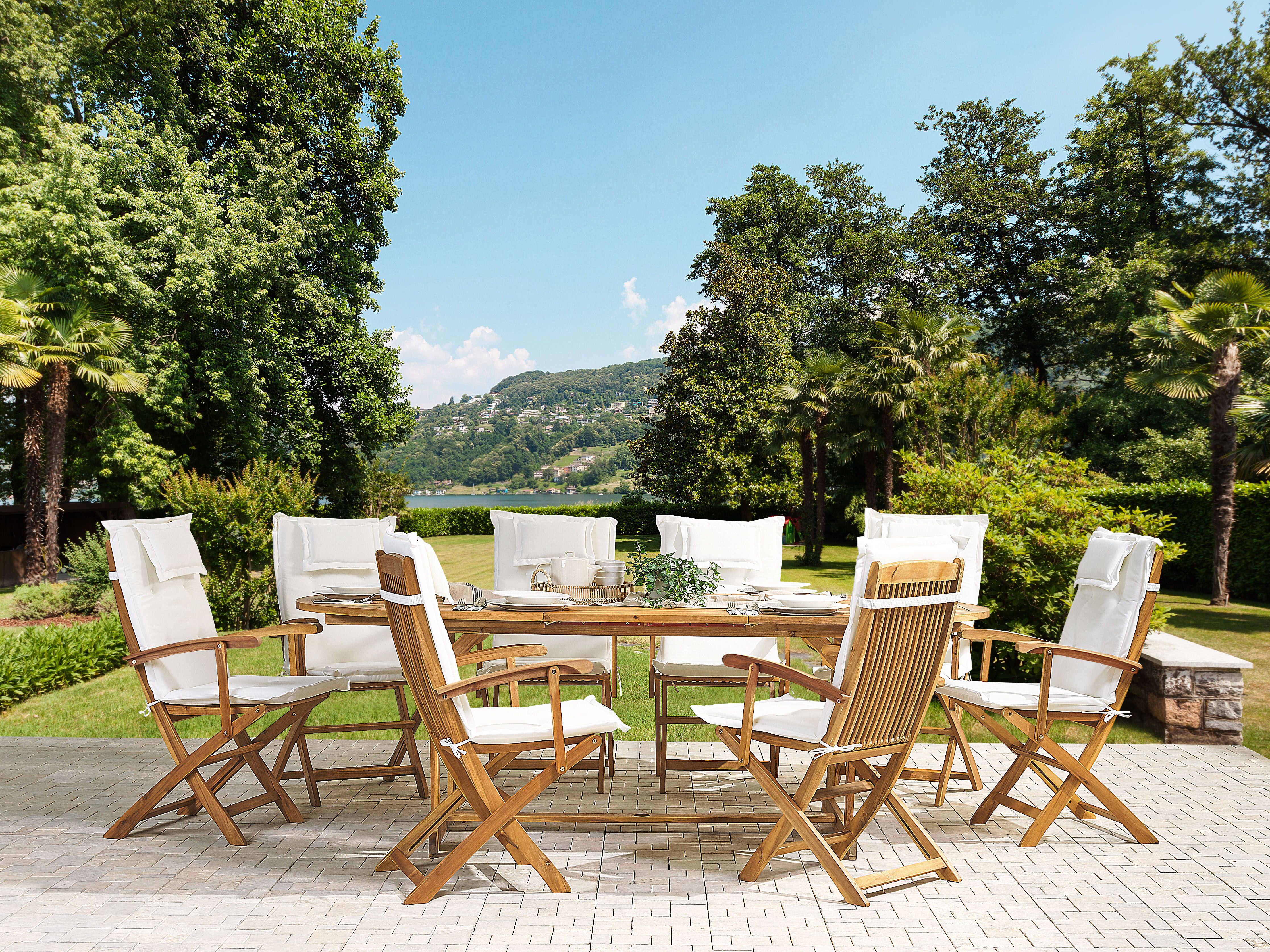 Set of 8 Back/Seat Cushions MAUI 40 x 54 cm Off-White