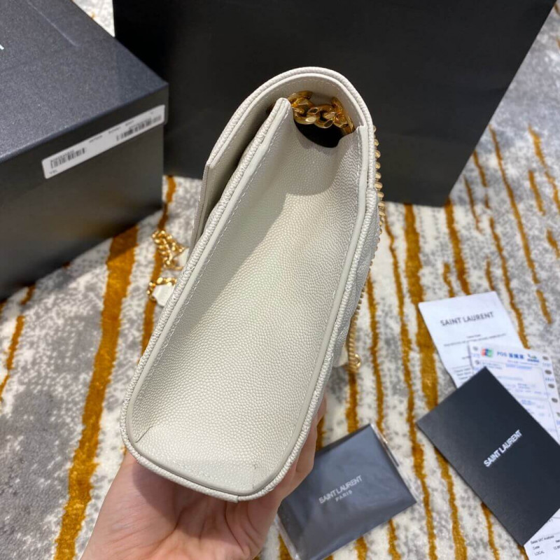 Replica Saint Laurent Grain Leather Envelope Medium Bag 487206 White1:1High-quality replica