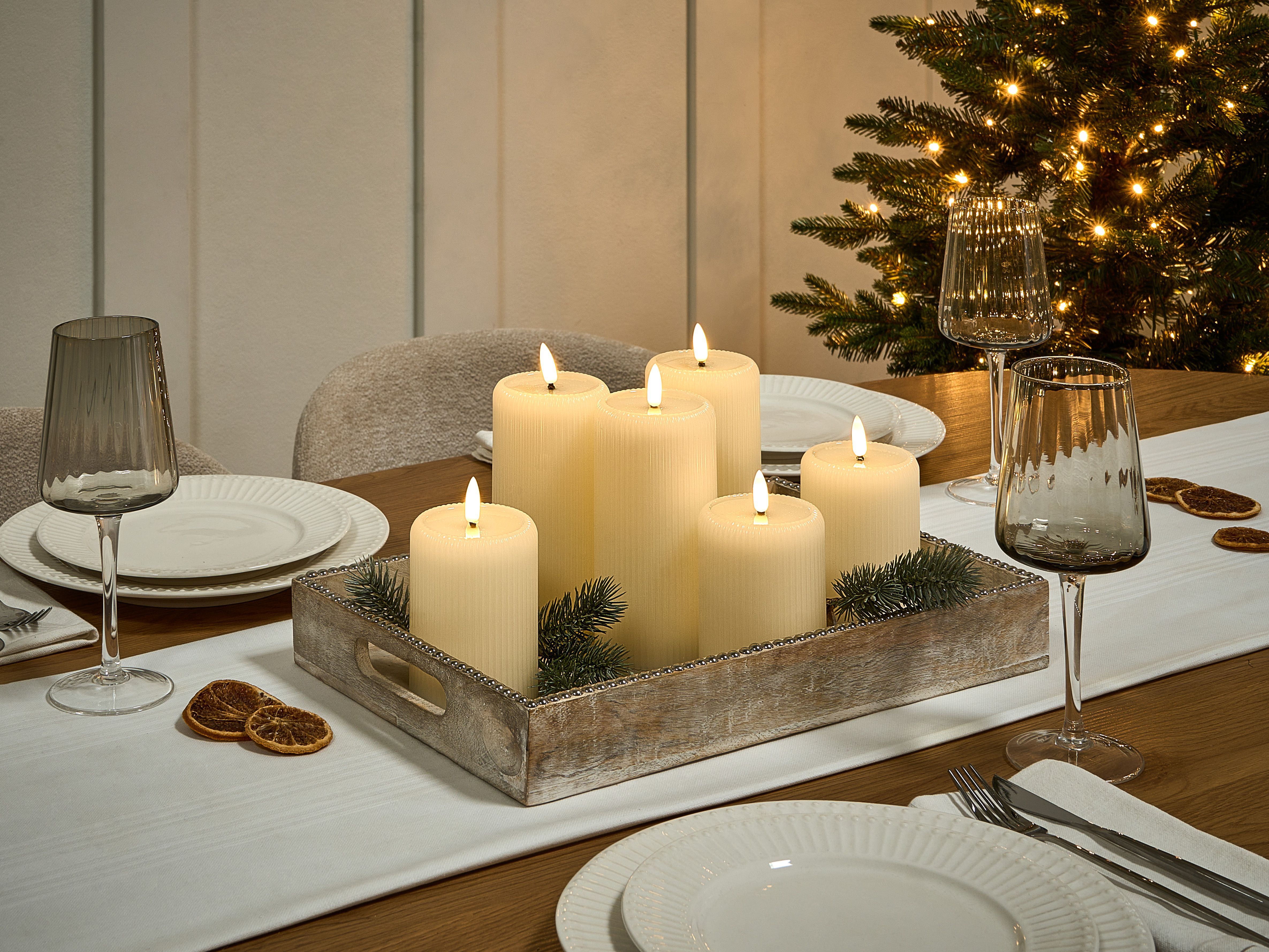 Set of 6 LED Candles NOISETTE 10/16 cm Off-White