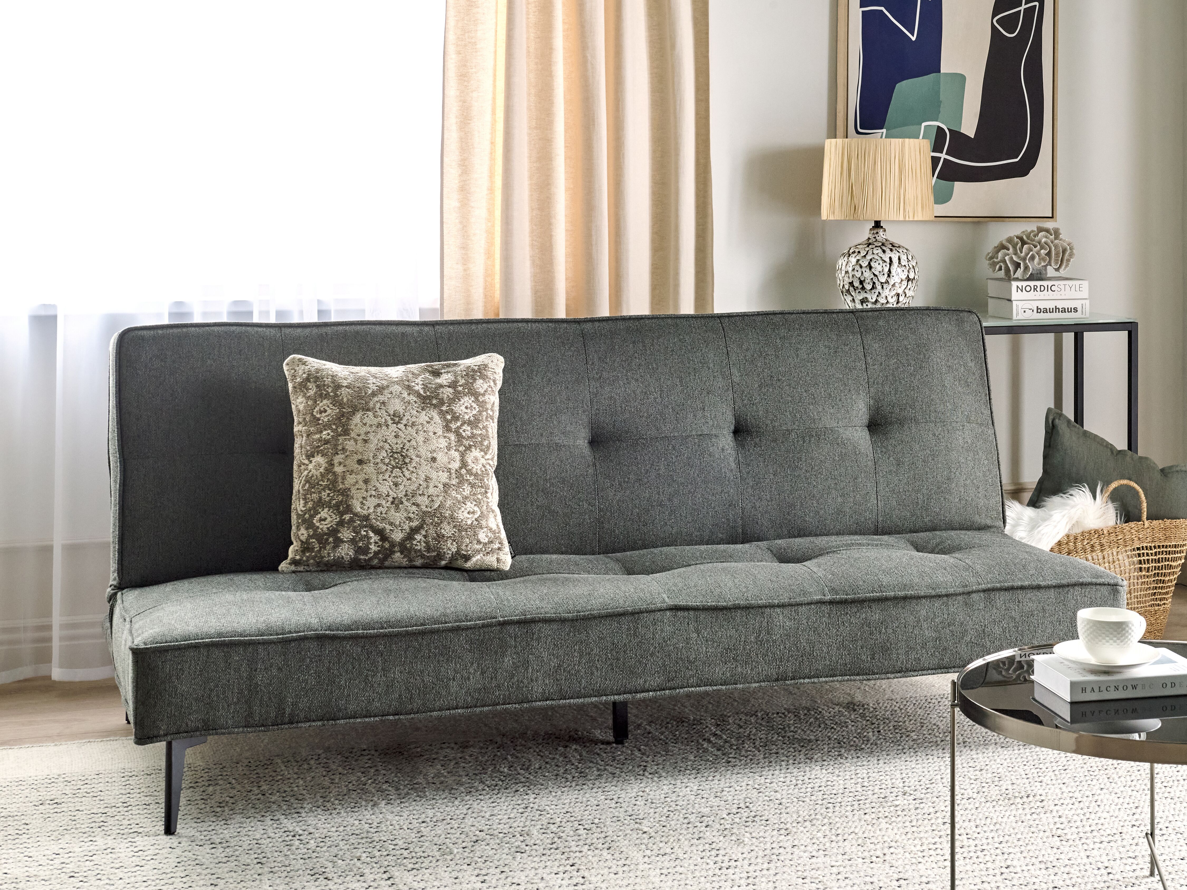 Sofa Bed 3 Seater ESSVIK Fabric Dark Grey