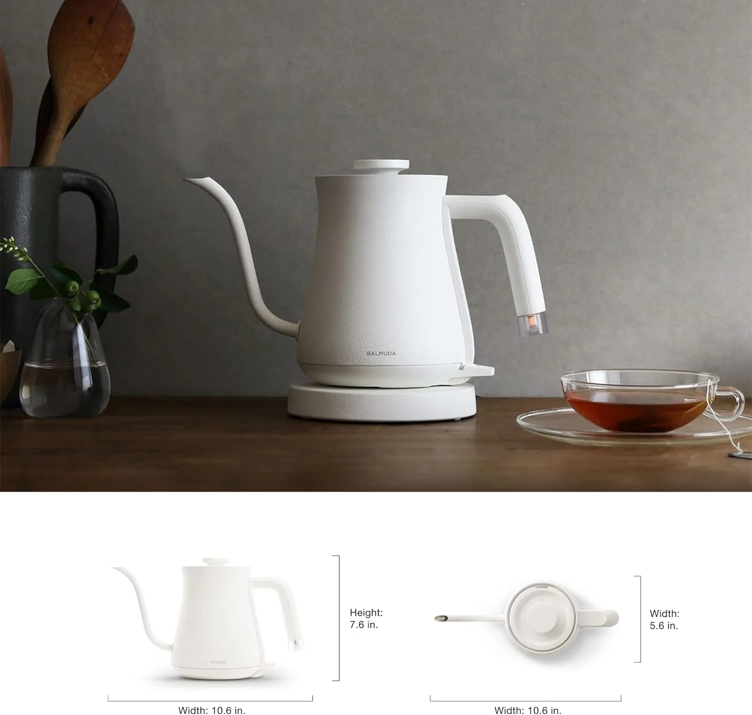BALMUDA The Kettle | Electric Gooseneck Kettle | Lightweight | Stainless Steel | 0.6L (20fl oz) Capacity | Neon Light Indicator | Perfect for Tea and Coffee | US Version | Black - Image 11