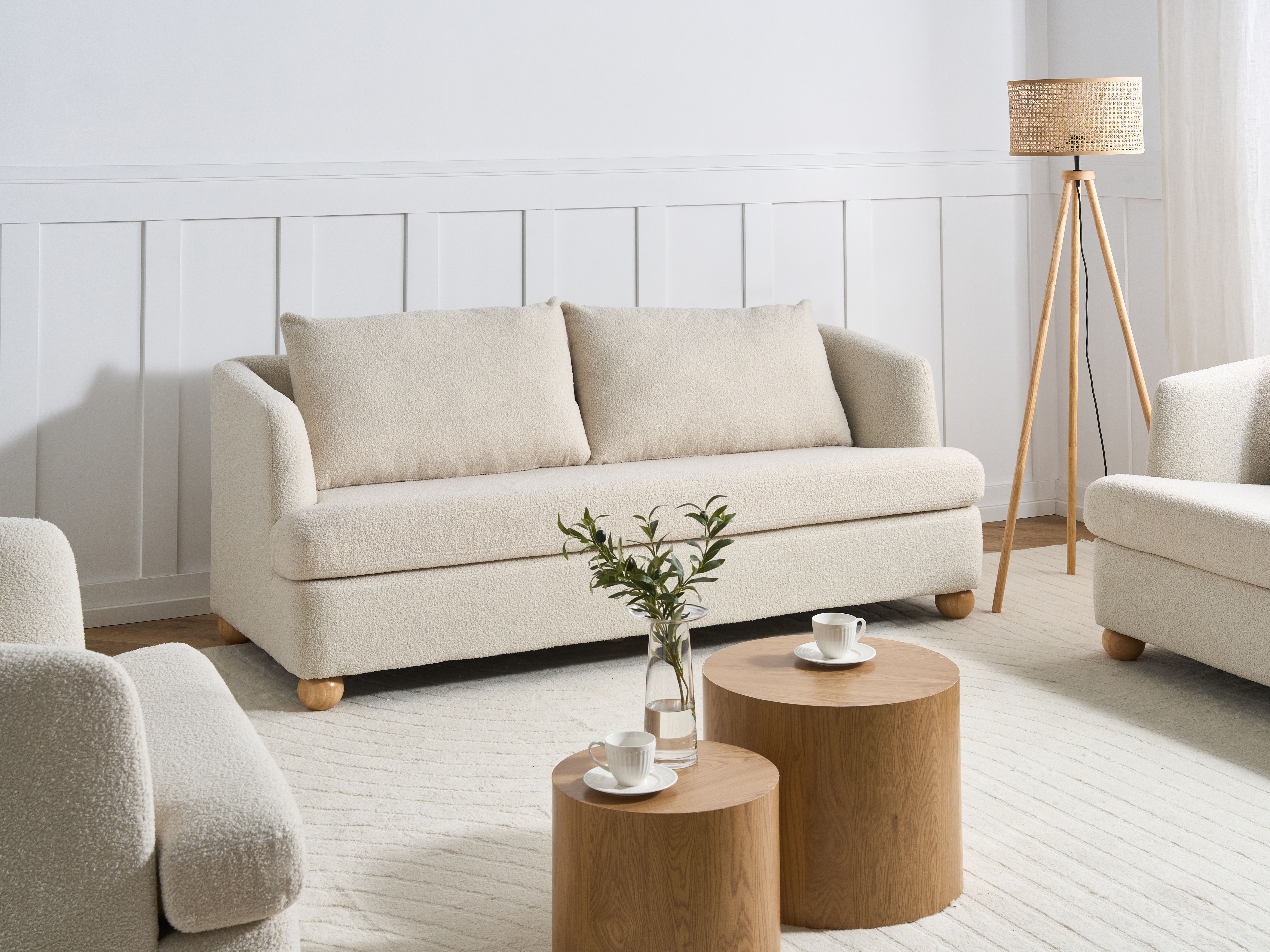 Sofa 3 Seater RATTVIK Boucle Off-White