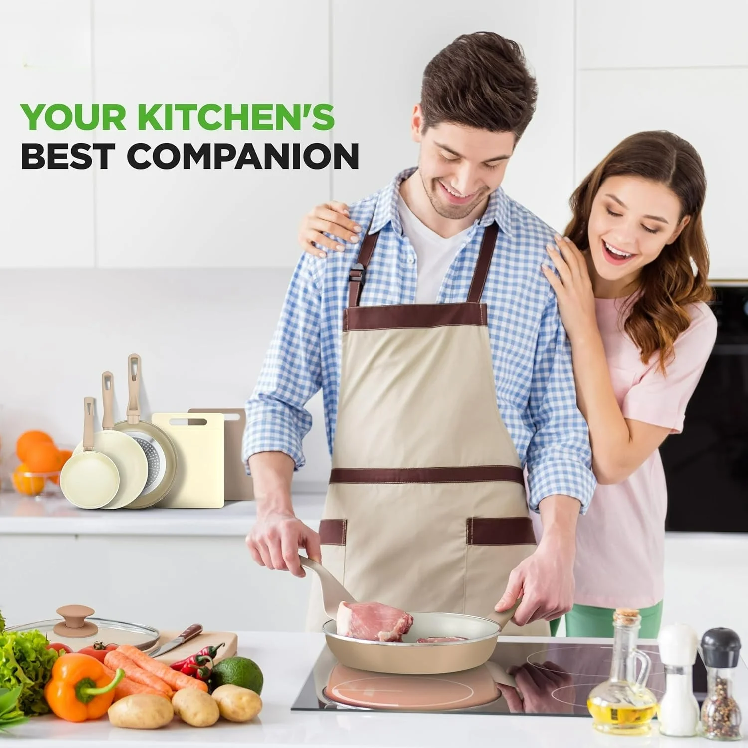 54-Piece Kitchen Cookware Set �C Complete Non-Stick Ceramic Pots and Pans Set with Utensils, Bakeware, and Knife Set, Gas, Electric & Induction Compatible, Blush Pink Kitchen Essentials - Image 27