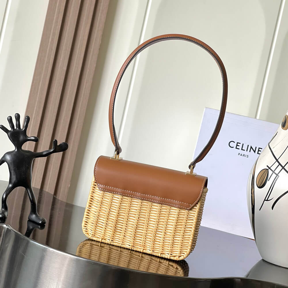 CELINE TEEN GARANCE BAG IN WICKER AND NATURAL CALFSKIN(HIGH-END GRADE)1:1High-quality replica