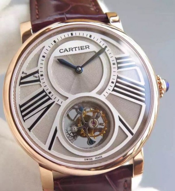 Replica Cartier Rotonde De Cartier Tourbillon RG Leather Strap - Top club