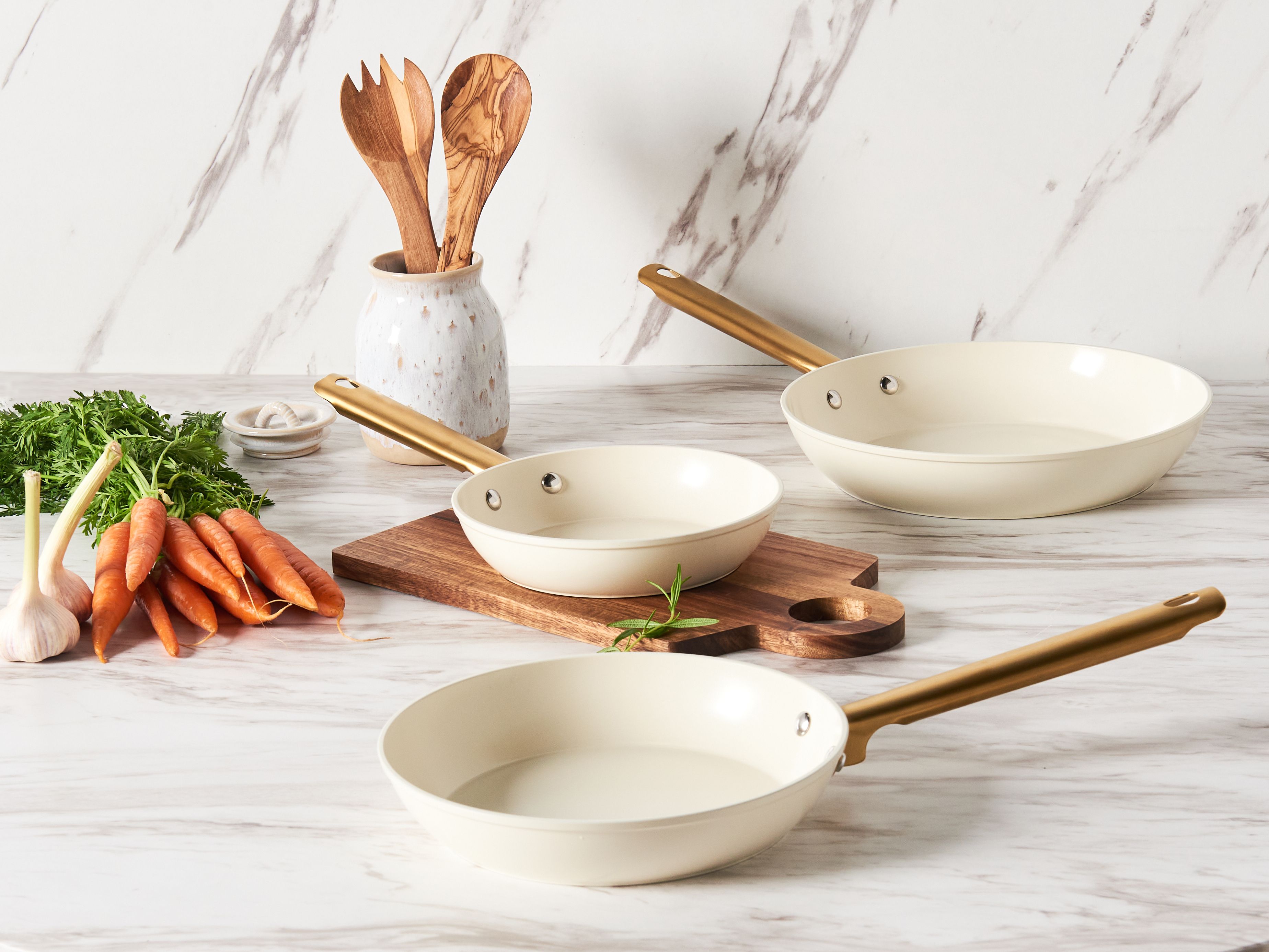 Set of 3 Frying Pans ELITE PRO Off-White