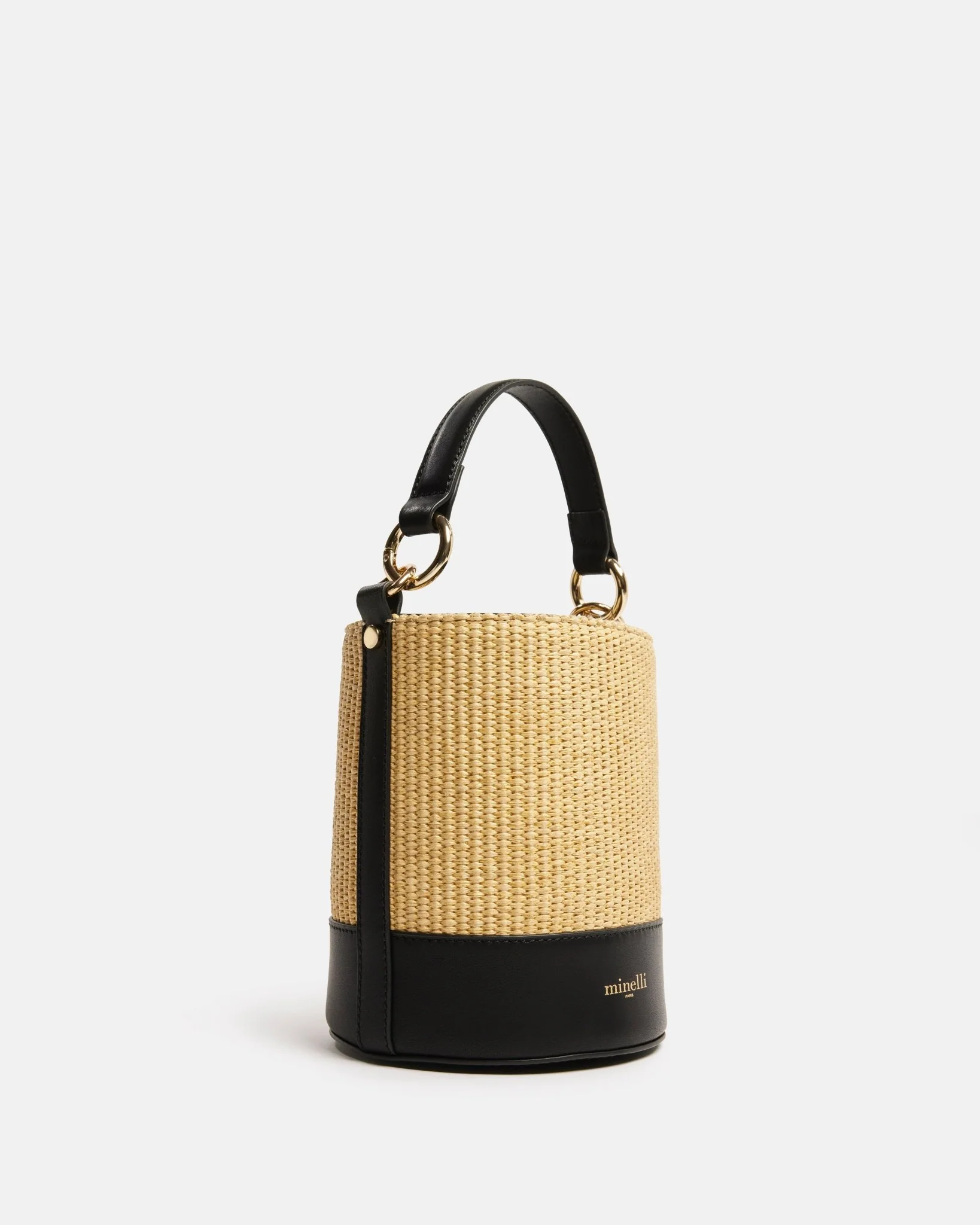 SAC MARTA/RAF - En cuir raphia noir
