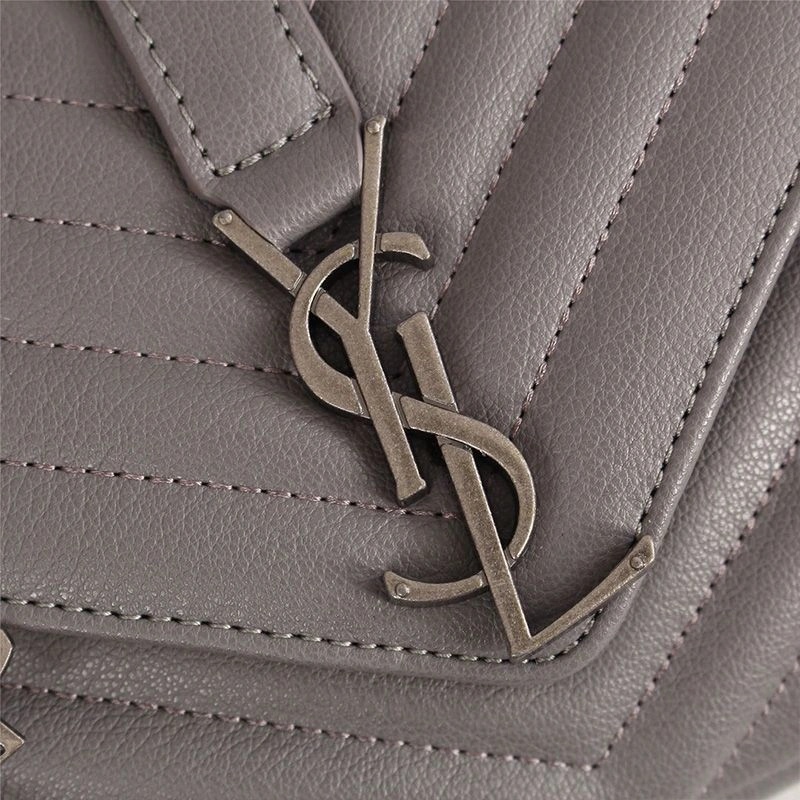 Saint Laurent Medium Classic College Chain Bag In Matelasse Leather Grey Silver - 1:1High-quality replica