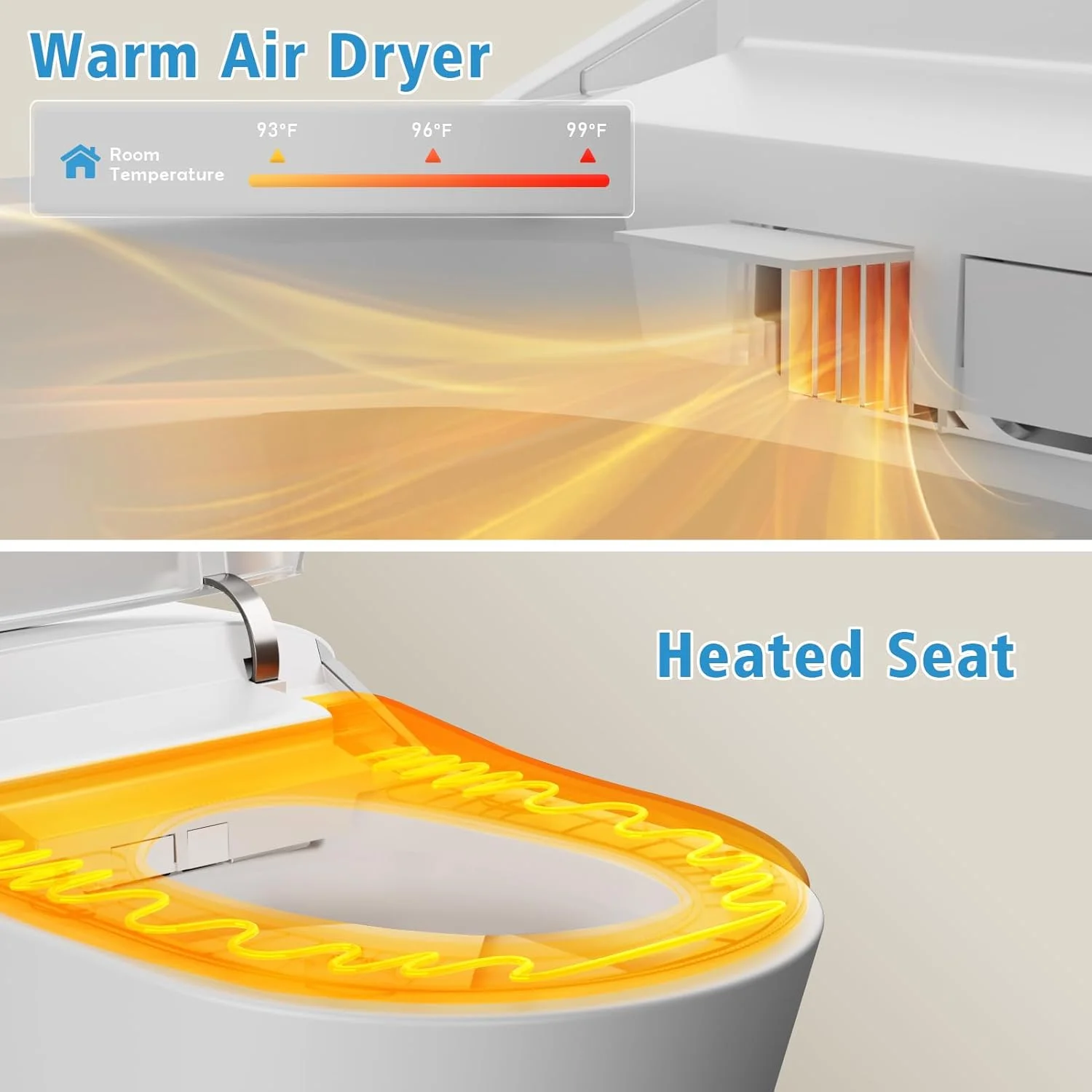 LALAHOO Smart Toilet with Bidet Built in, Auto Open & Close, Elongated Heated seat, Foot Sensor Flush, LED Display, Warm Water Wash, Dryer, Night Light, Black - Image 25