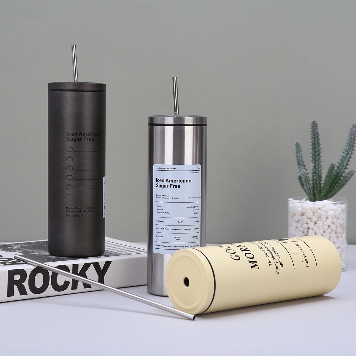 304 Stainless Steel 600ml BPA Free Leak-Proof Thermos Cup 12-Hour Thermal Insulation Portable Vacuum Flask for Camping Car Use