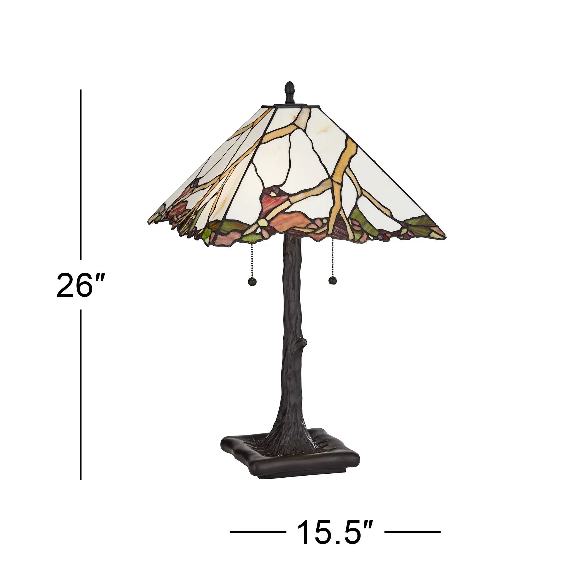 Robert Louis Tiffany Table Lamp 26 inch High Dark Bronze Cherry Blossom Stained Art Glass Shade