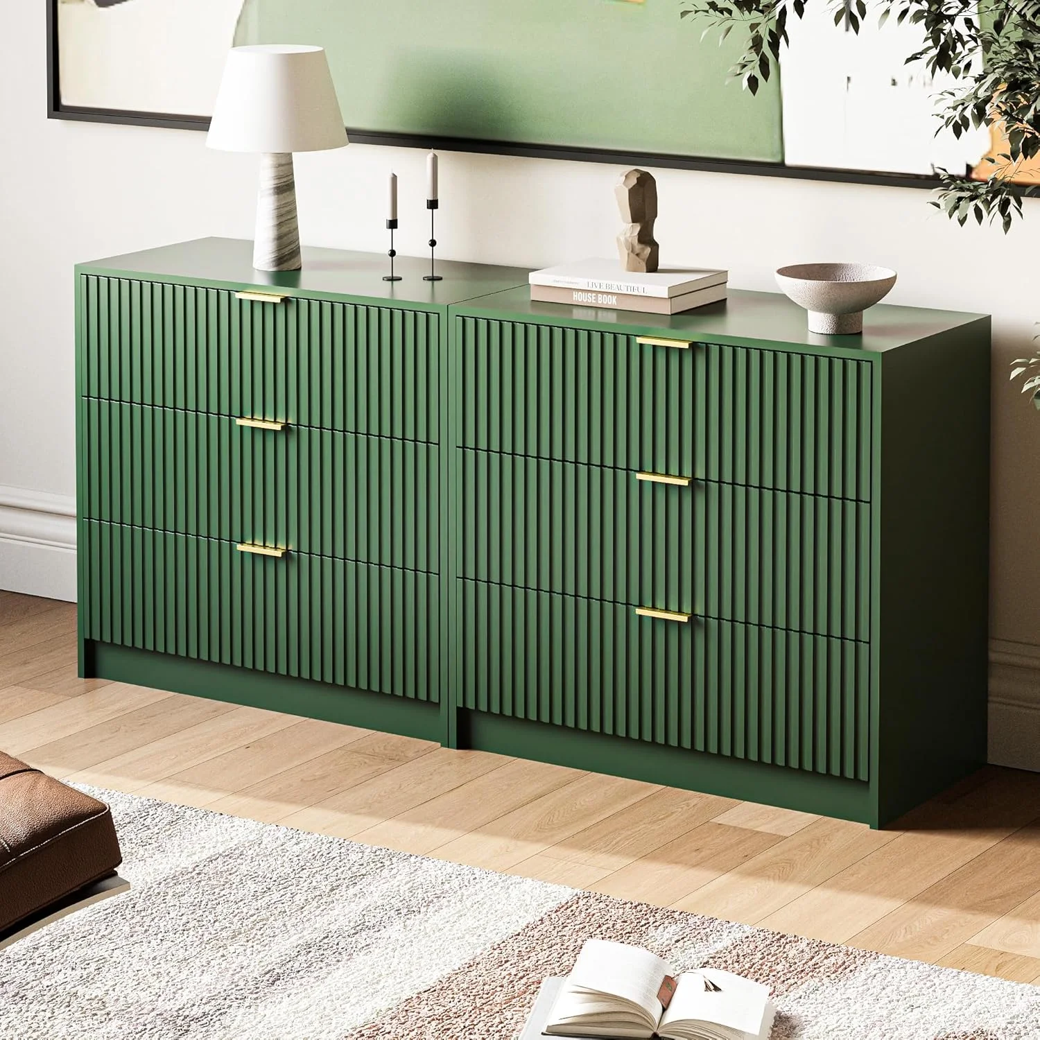 Furniway Black Dresser for Bedroom, 8 Drawer Double Dresser, Modern Chest of Drawers for Bedroom, Living Room, Entryway and Closet, 55" L x 15.7" D x 37.4" H - Image 19