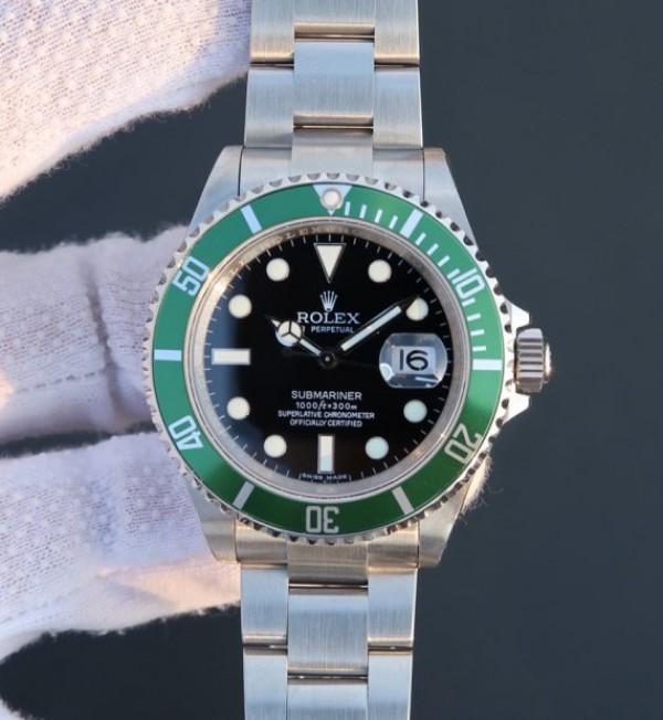 Replica Rolex Submariner 16610 LV Green Metal Bezel Noob  SS Bracelet A2836 - Elite Watch Atelier