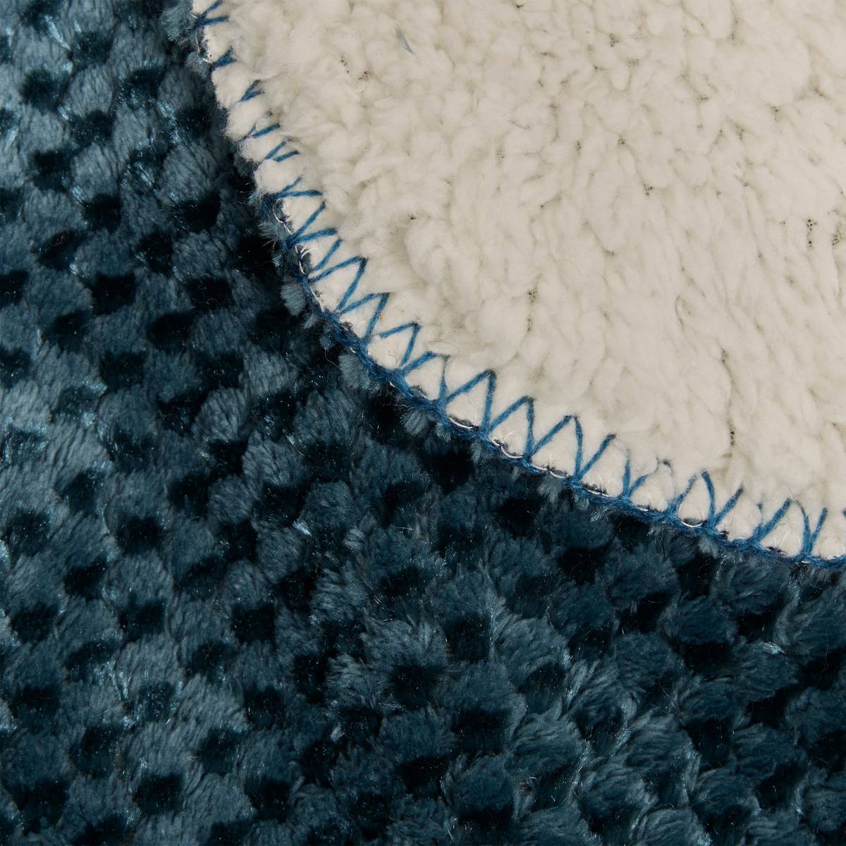 Flannel throw with sherpa effect "Lyno" Blue, 170x130 cm