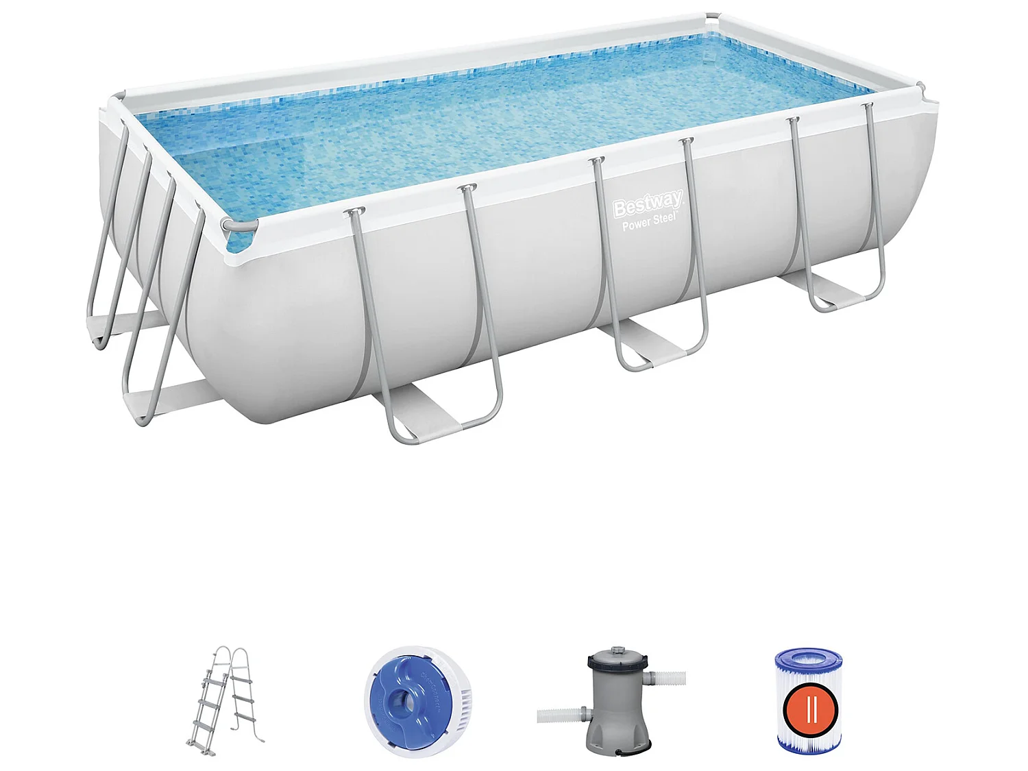 Piscine Hors-sol Tubulaire Bestway Power Steel 404x201x100 cm Épurateur à Cartouche de 2 006 L/H Échelle