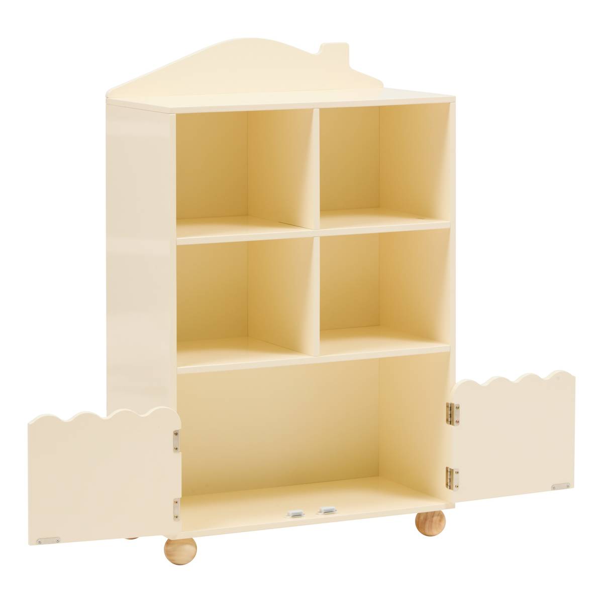 Children's bookcase 2 doors 2 levels "Bouli" Beige, 94.5x60 cm