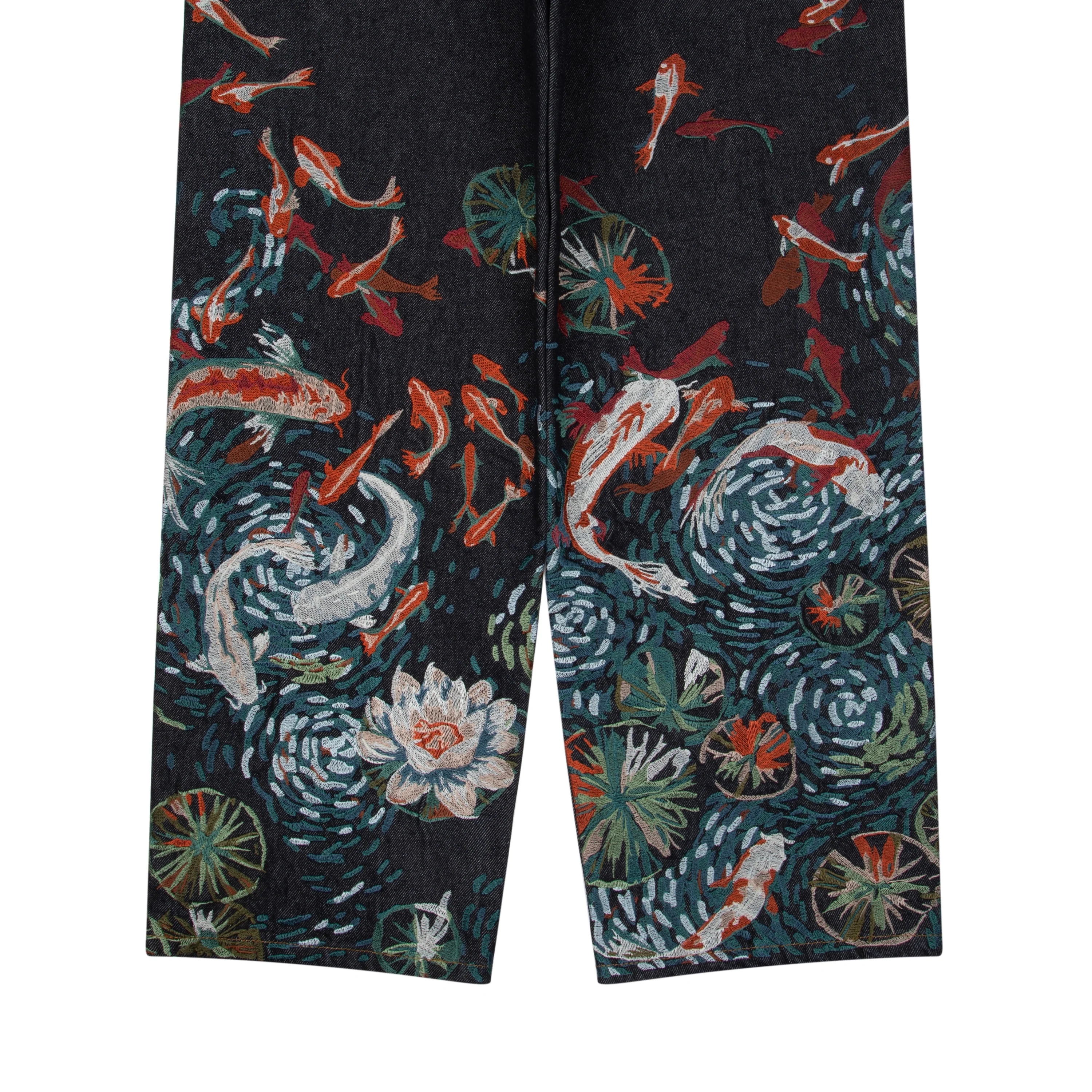 "koi pond" indigo raw Denim