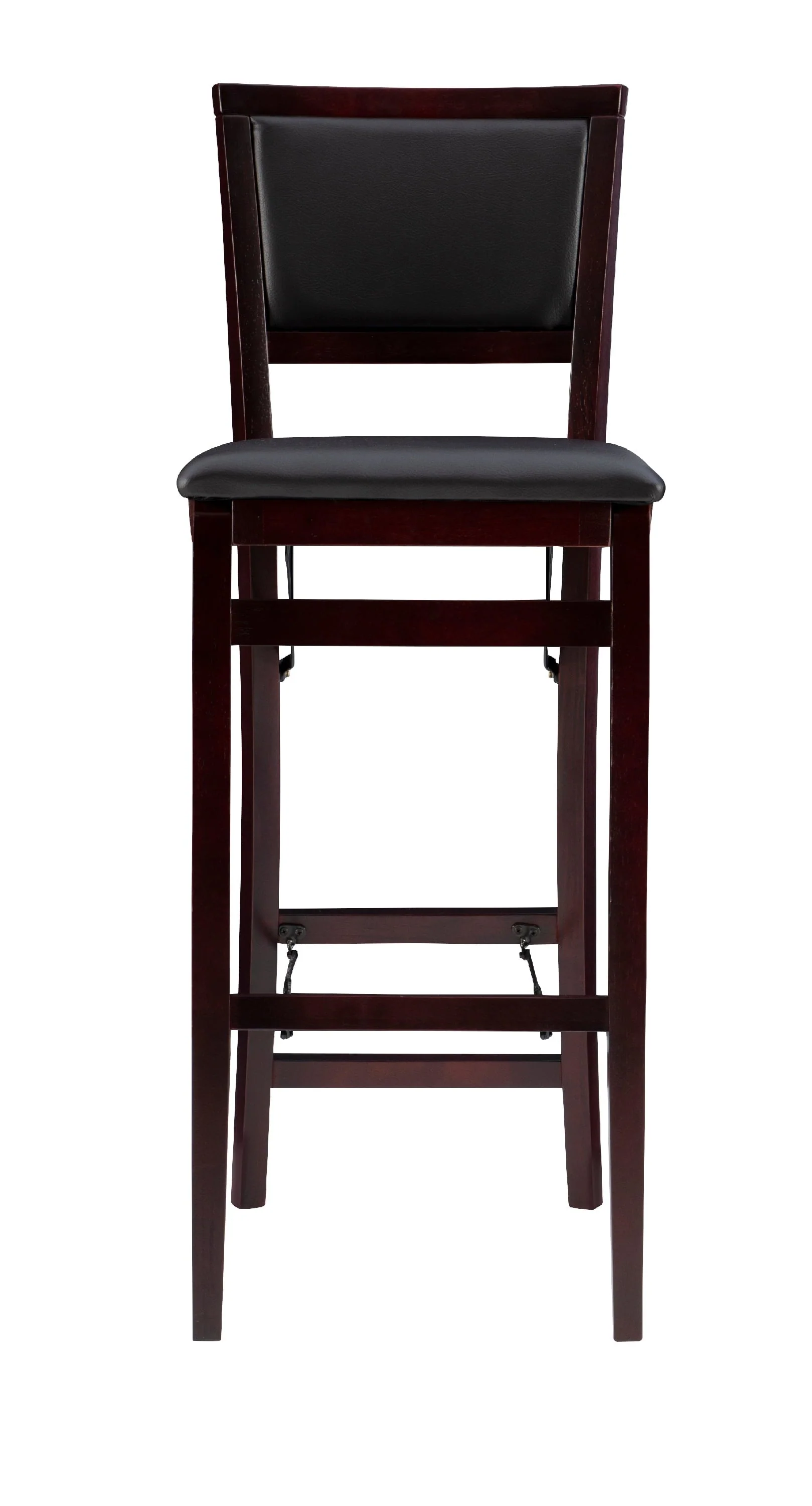 Linon Kristle Folding Padded Bar Stool, 30" Seat Height, Espresso Finish with Dark Brown PVC Fabric - Image 8