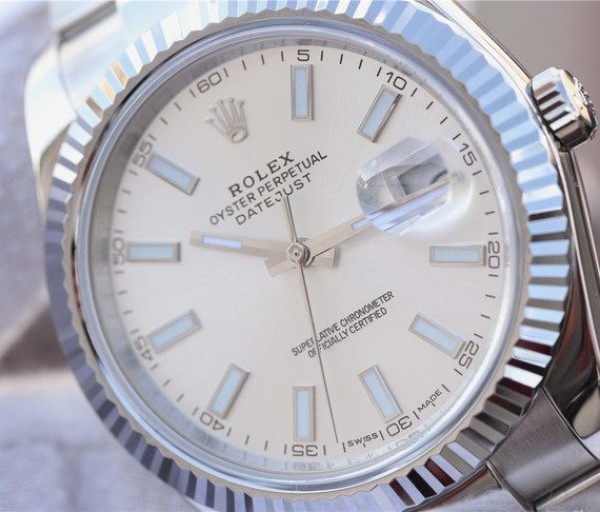 Replica Rolex DateJust 41mm 126334 Noob Fluted Bezel Silver Dial Stick Markers Bracelet A3235 - Elite Watch Atelier