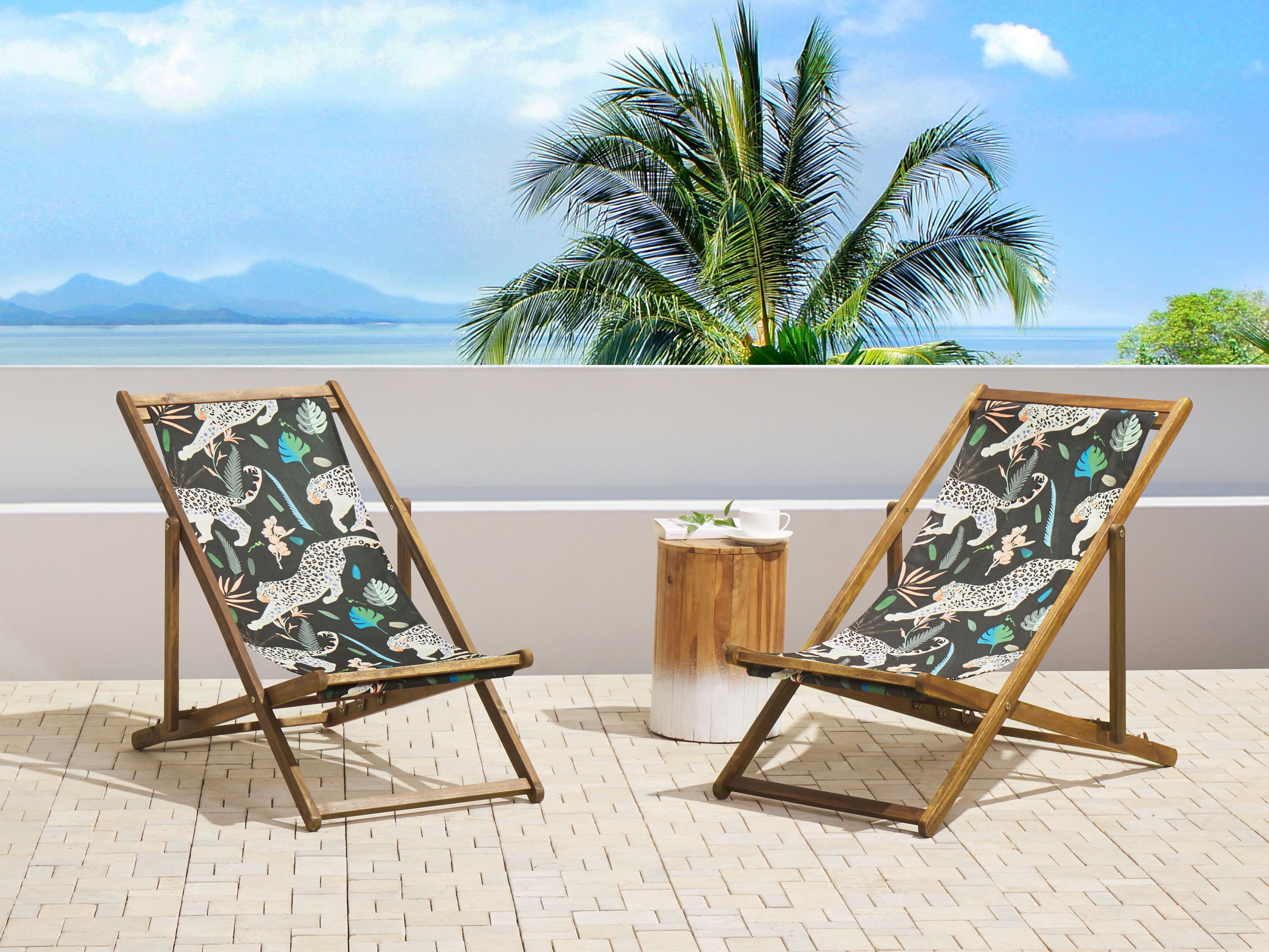 Set of 2 Sun Lounger Replacement Fabrics ANZIO/AVELLINO 113 x 44 cm Black