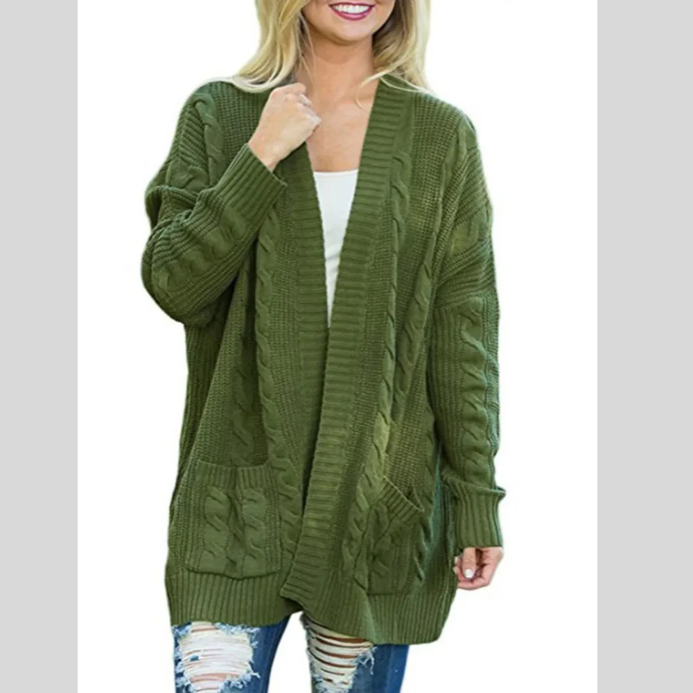 Chunky Knit Long Sleeve Open Cardigan - ZKZOOK