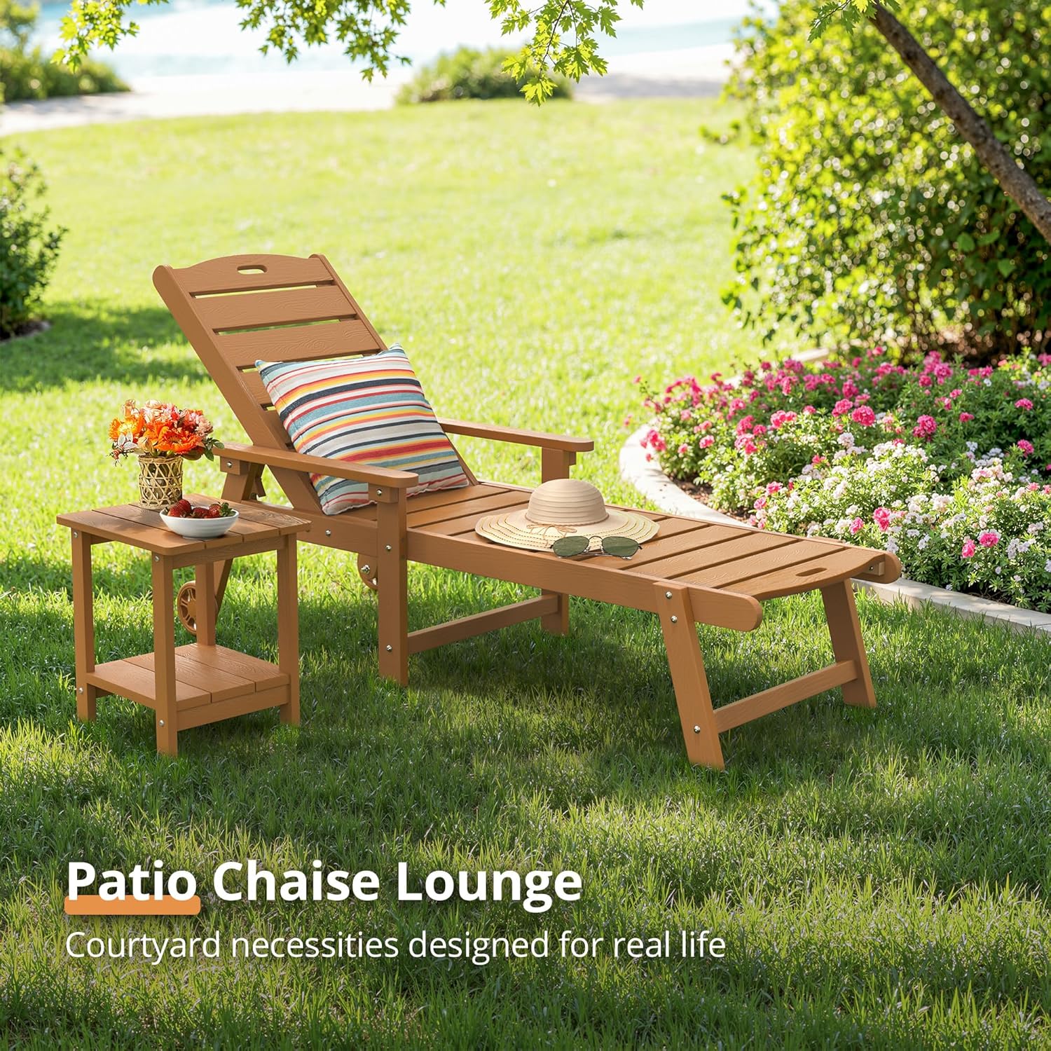 LUE BONA Outdoor Chaise Lounge Chairs Set Of 2, HDPS, 5-Position Adjustable - Image 4 LUE BONA Outdoor Chaise Lounge Chairs Set Of 2, HDPS, 5-Position Adjustable - Image 4