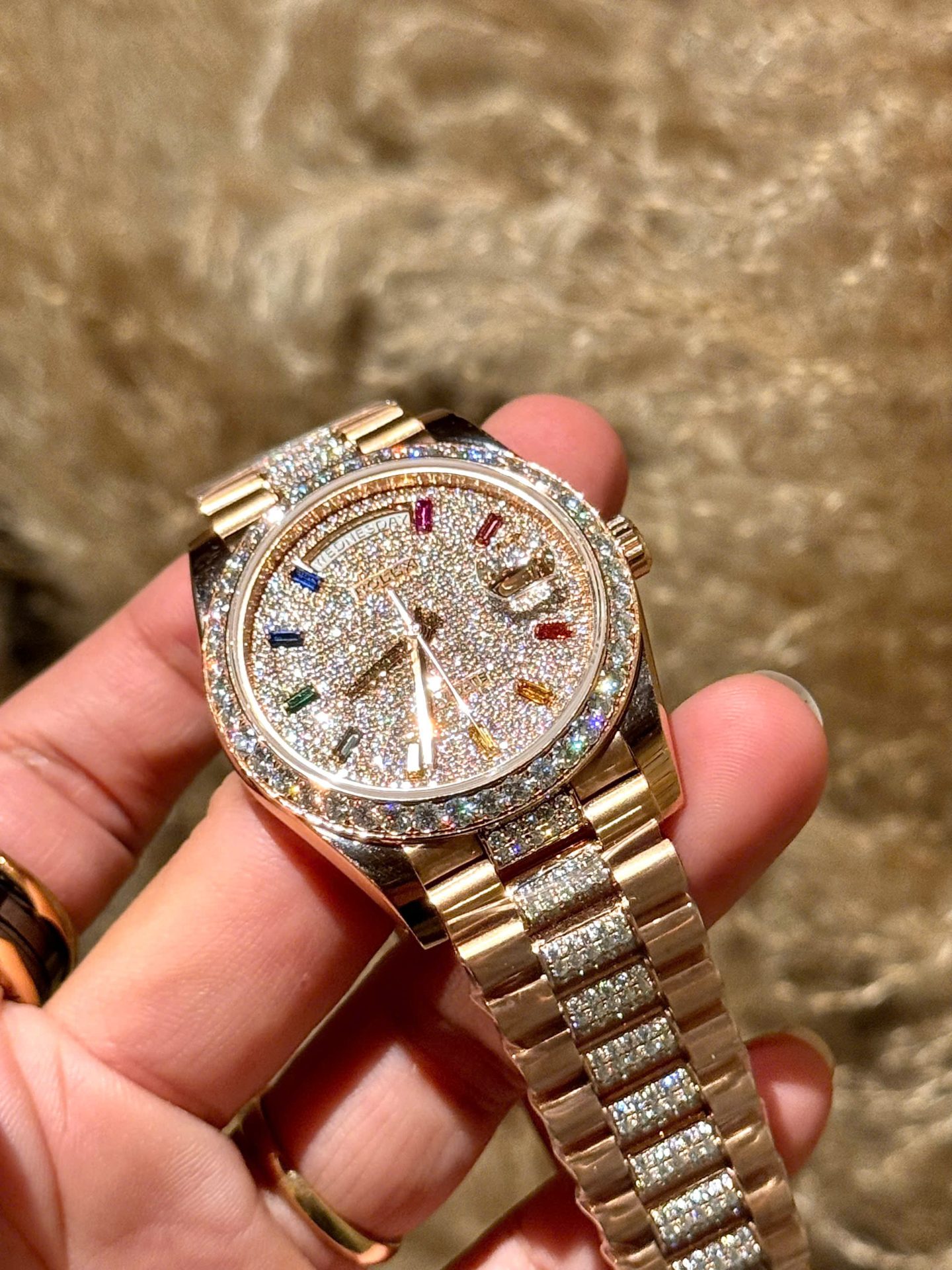 Rolex Day-Date Replica Watches Custom Moissanite Diamonds And Gold Wrapped 40mm - Top club