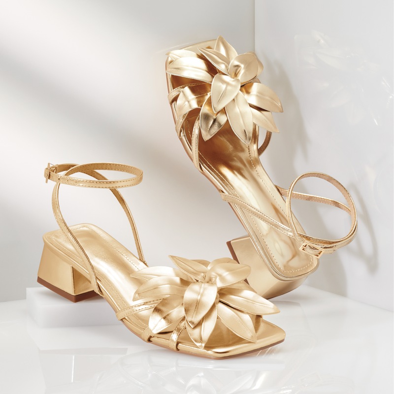 Strappy 3-D Floral Sandal - MIDNIGHT VELVET CATALOG